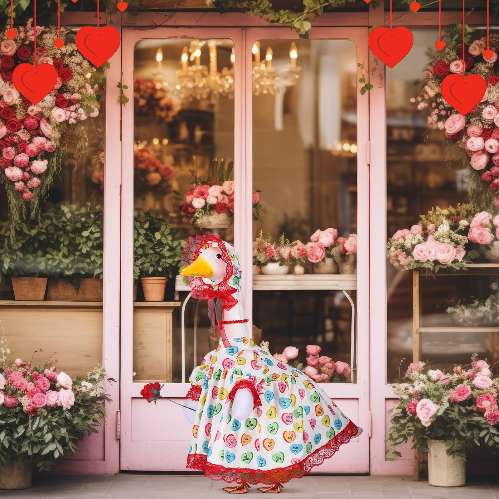 Suzile Fall Maple Porch Goose Outfit Autumn Goose Clothes for 23 Inch Cement or Plastic Geese Costume for Yard Lawn Outdoor Garden Patio Concrete Duck Statue Dress Thanksgiving Party Holiday Decor