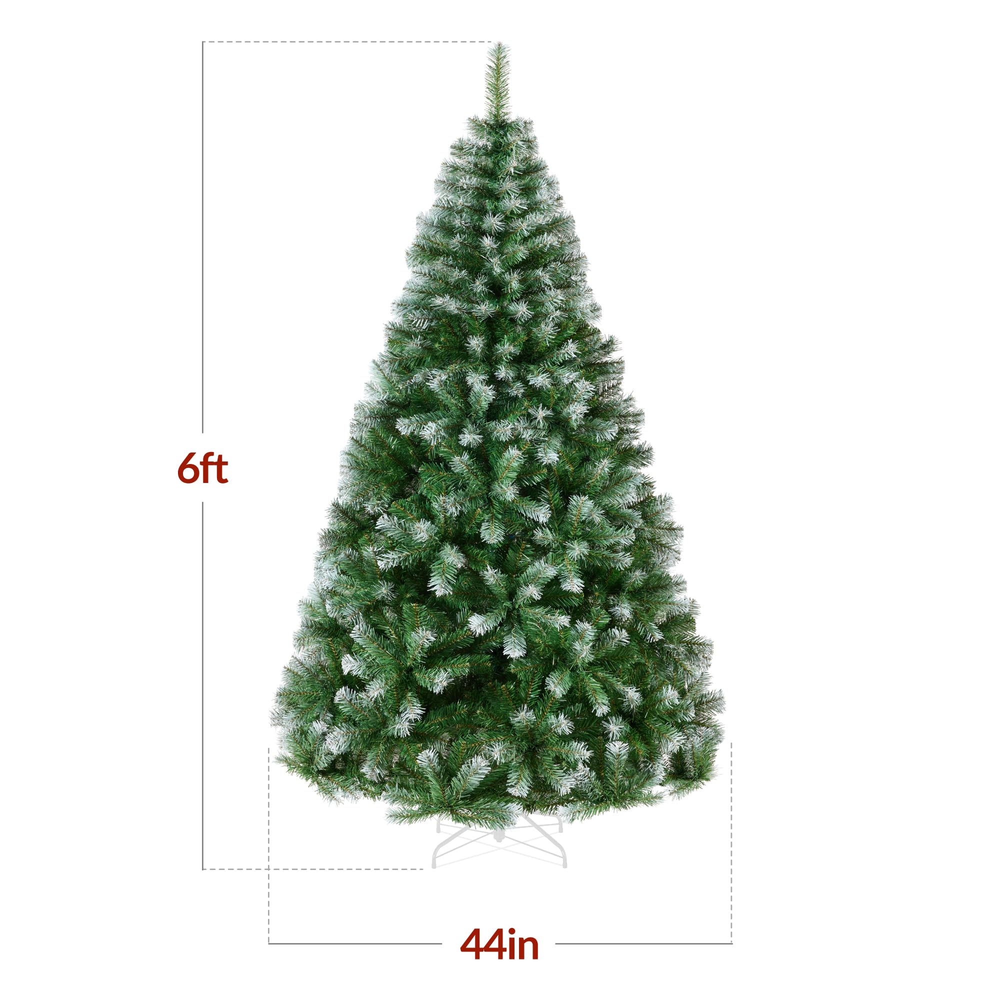 Best Choice Products Artificial Christmas Tree, 6ft Premium Unlit Hinged Design, Dense Branches Realistic Holiday Décor w/Easy Assembly, Base