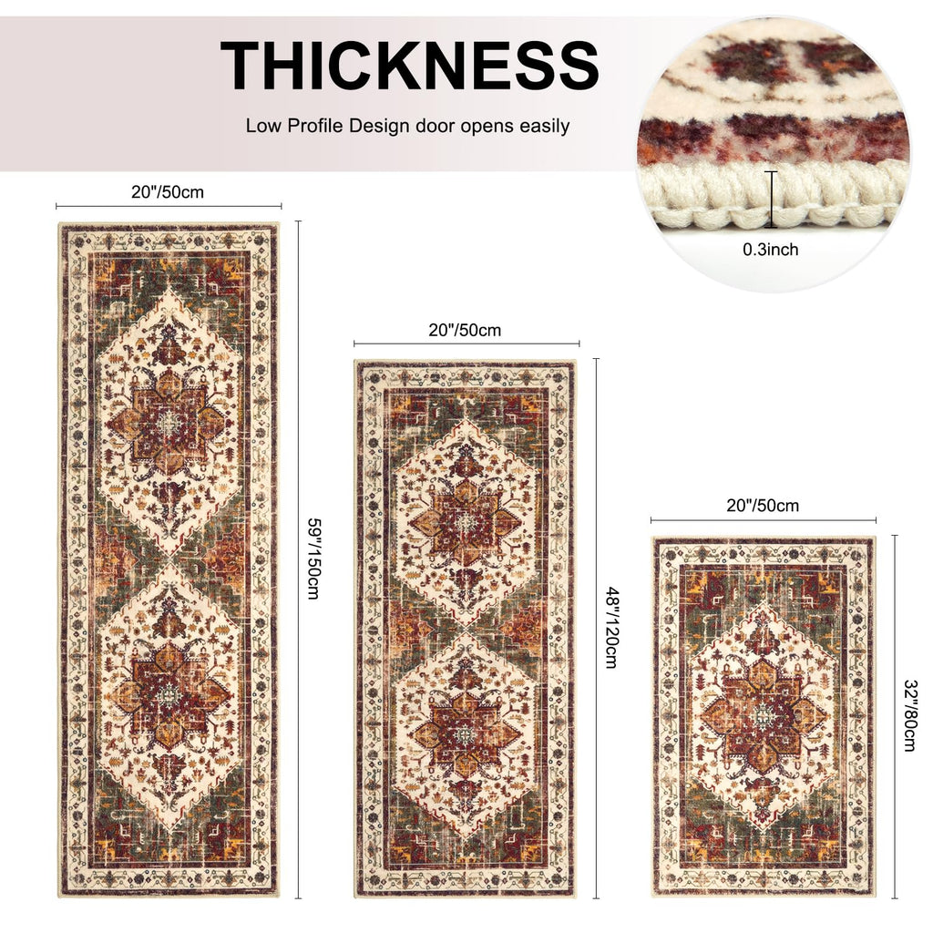 Yamaziot Christmas Kitchen Rugs Sets of 3, Non Slip Kitchen Mats for Floor with Rubber Backing, Holiday Christmas Snowflake Runner Rug Decor Home Decorations for Kitchen, Laundry Room, Hallway