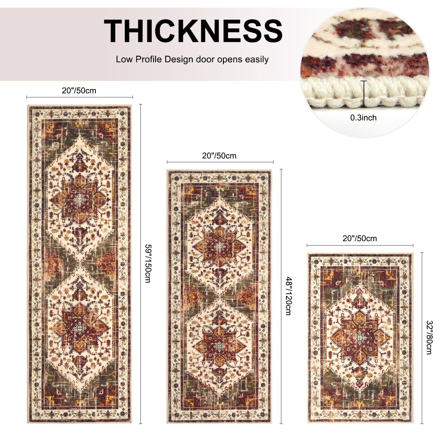 Yamaziot Christmas Kitchen Rugs Sets of 3, Non Slip Kitchen Mats for Floor with Rubber Backing, Holiday Christmas Snowflake Runner Rug Decor Home Decorations for Kitchen, Laundry Room, Hallway