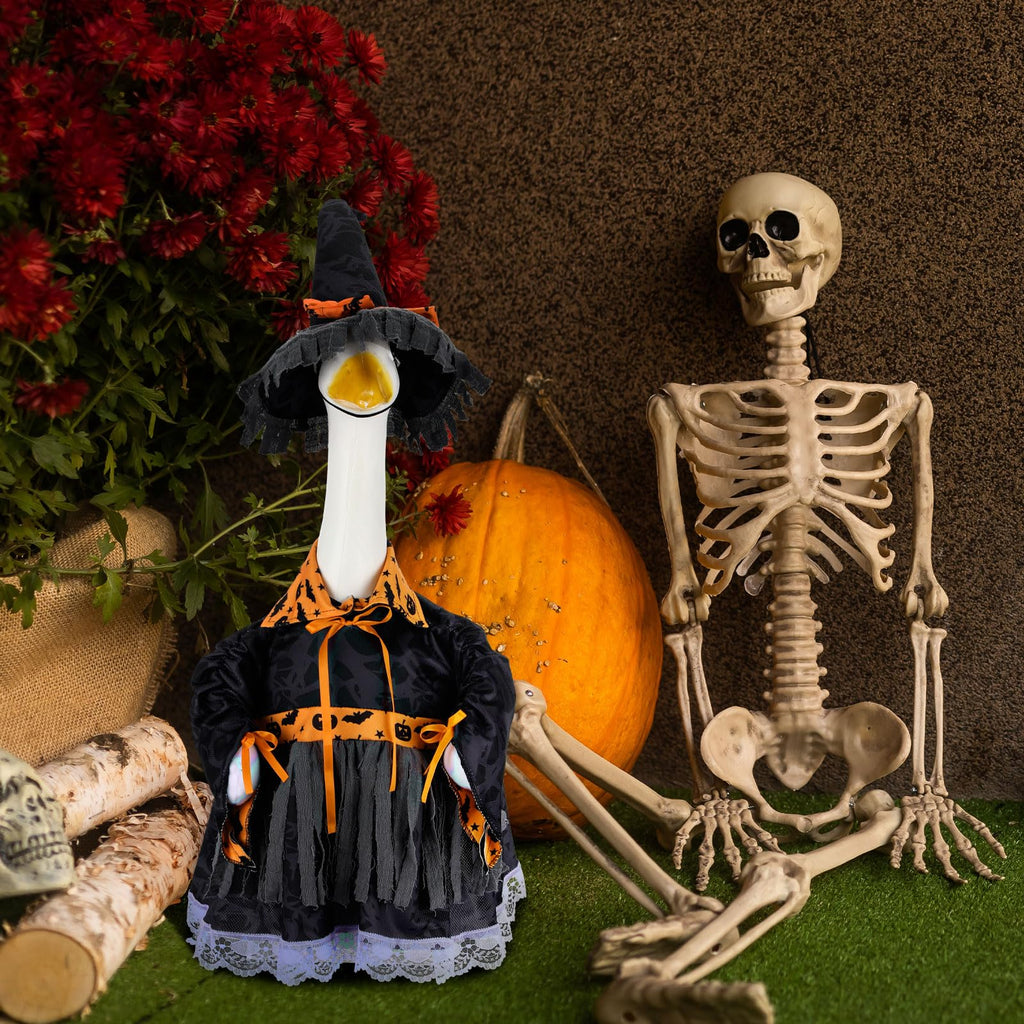 Suzile Fall Maple Porch Goose Outfit Autumn Goose Clothes for 23 Inch Cement or Plastic Geese Costume for Yard Lawn Outdoor Garden Patio Concrete Duck Statue Dress Thanksgiving Party Holiday Decor