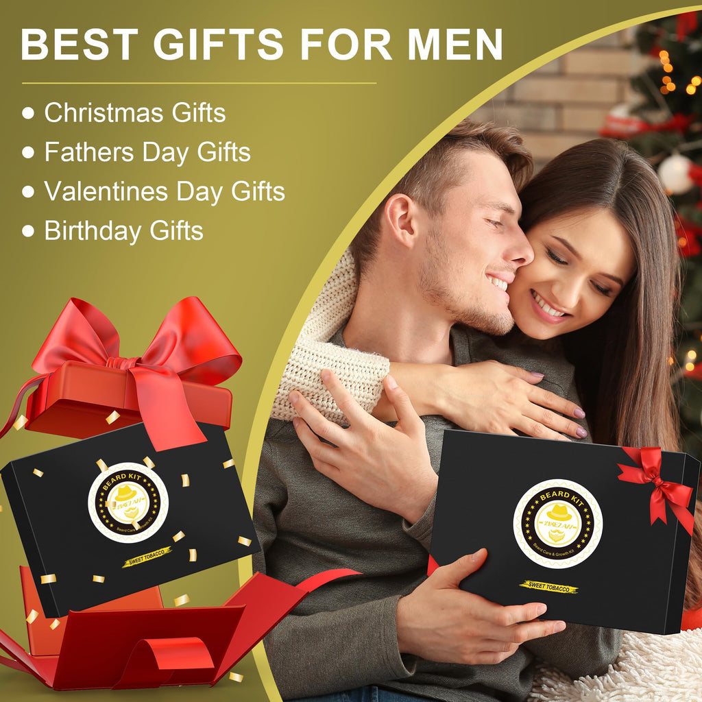 XIKEZAN Fathers Day Gifts for Dad Husband,Beard Kit for Men Grooming & Care w/Beard Conditioner, Wash,Oil,Balm,Birthday Valentines Easter Gifts for Mens Him Boyfriend Christmas Stocking Stuffers