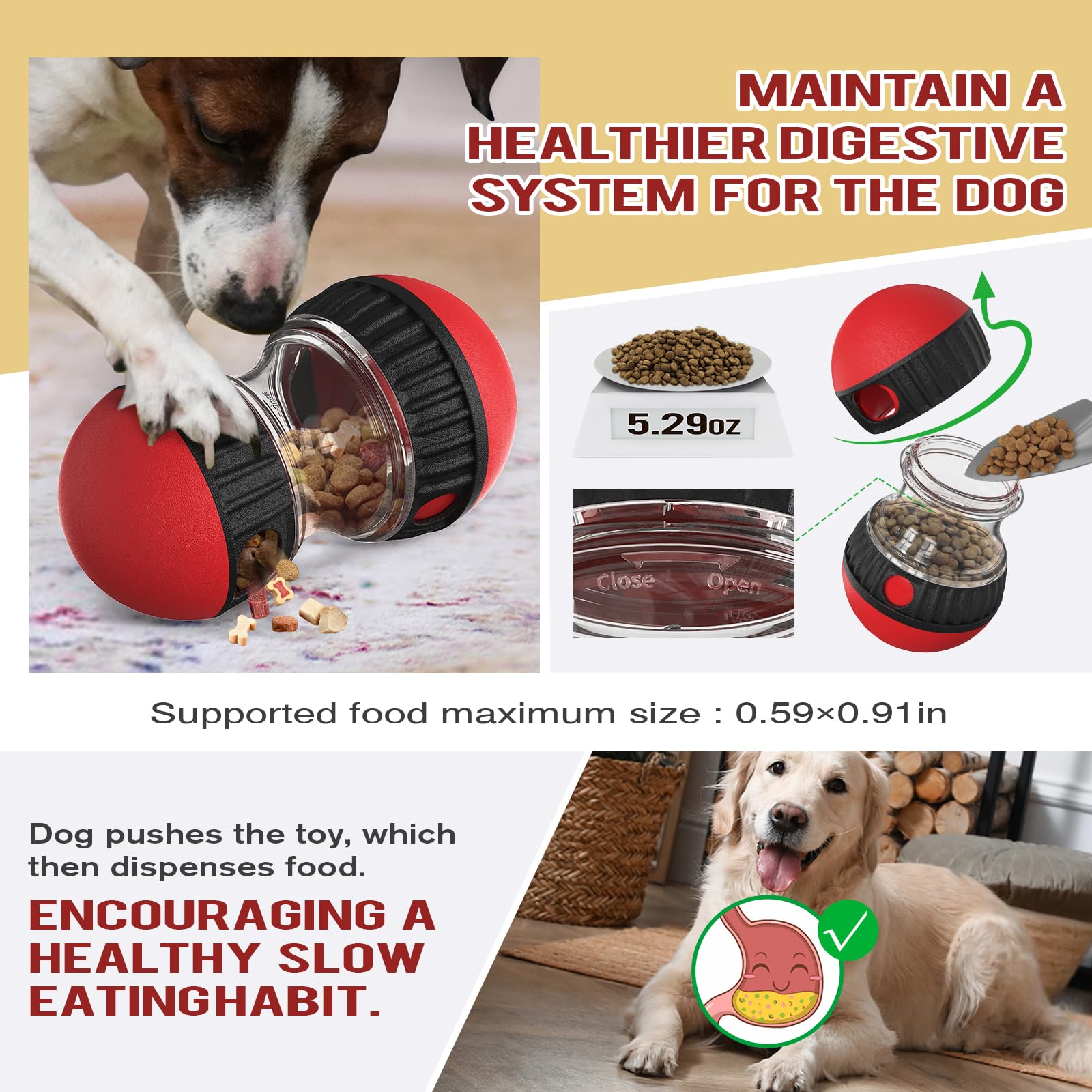 BSISUERM Dog Puzzle Toy Adjustable Treat Dispensing Ball Food Dispenser Tough Slow Feeder Puppy Enrichment Training Toy Pet Interactive Chase Toys for Small Medium Large Dogs to Keep Them Busy, Green