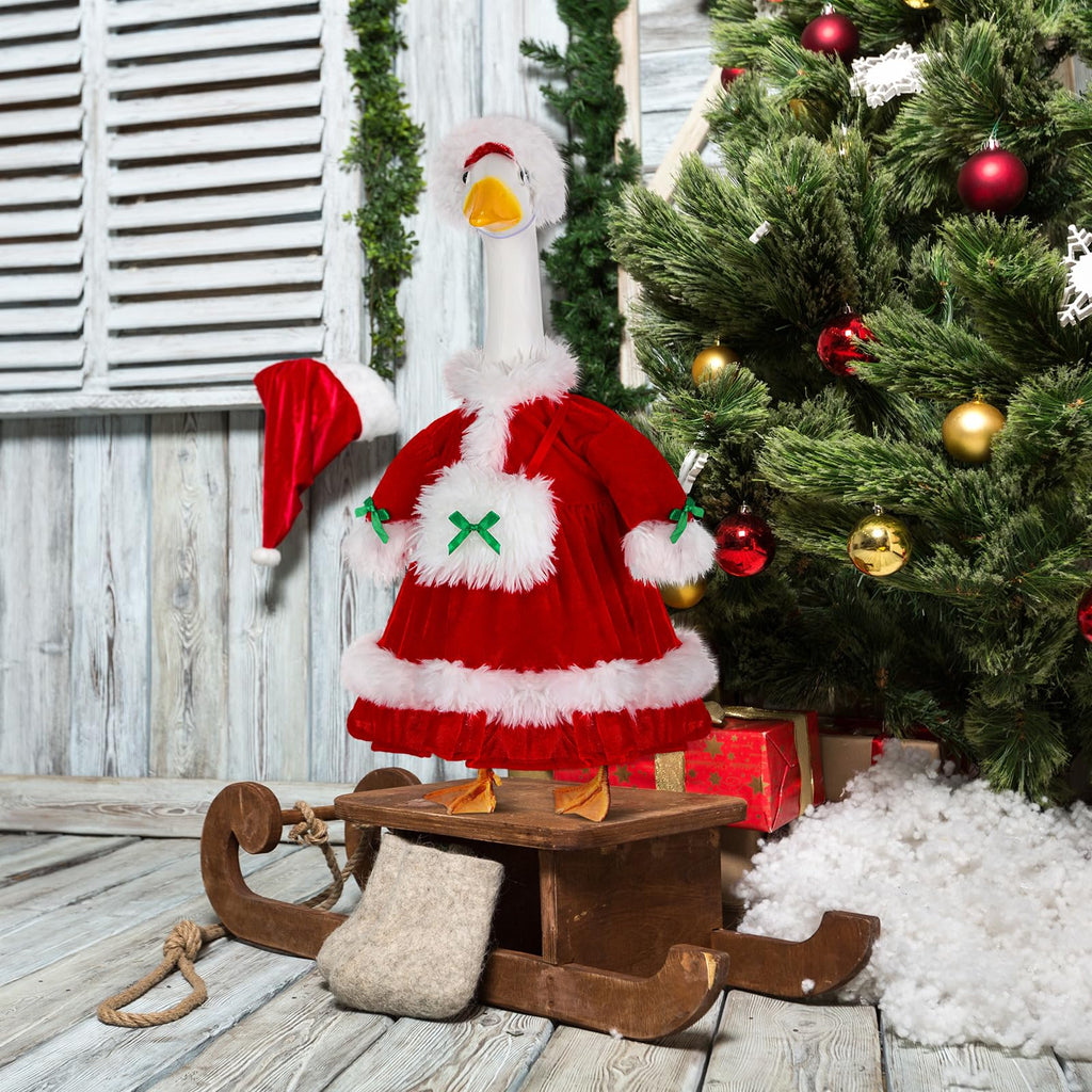 Suzile Fall Maple Porch Goose Outfit Autumn Goose Clothes for 23 Inch Cement or Plastic Geese Costume for Yard Lawn Outdoor Garden Patio Concrete Duck Statue Dress Thanksgiving Party Holiday Decor