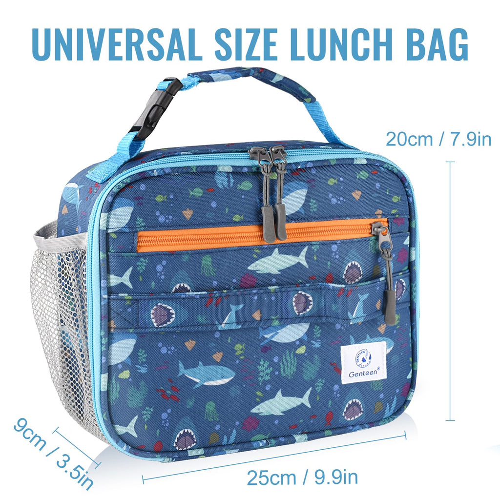 Genteen Lunch Box Kids, Insulated Lunch Bag Kids Boys Girls Back to School, Soft Lunch Box for Men Reusable Lunchbox for Office,Outdoor,School (Black)