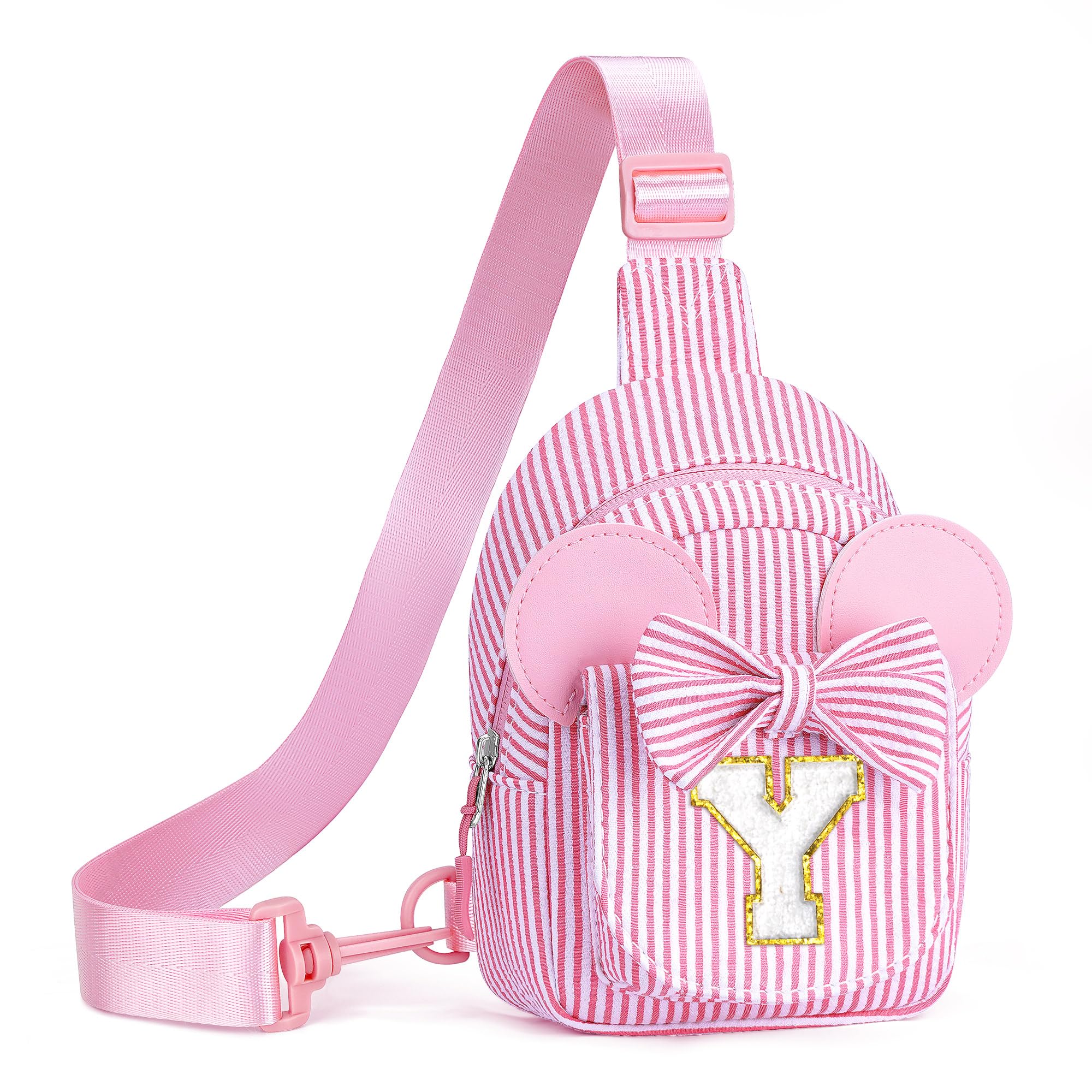 Birthday Gifts for Girls Kids, Personalized Small Initial Pink Sling Bag for Kid Girls | Small Initial Monogram Fanny Packs Crossbody Bag Purse for Girl Kid Year Old Birthday Gifts (Pink A)