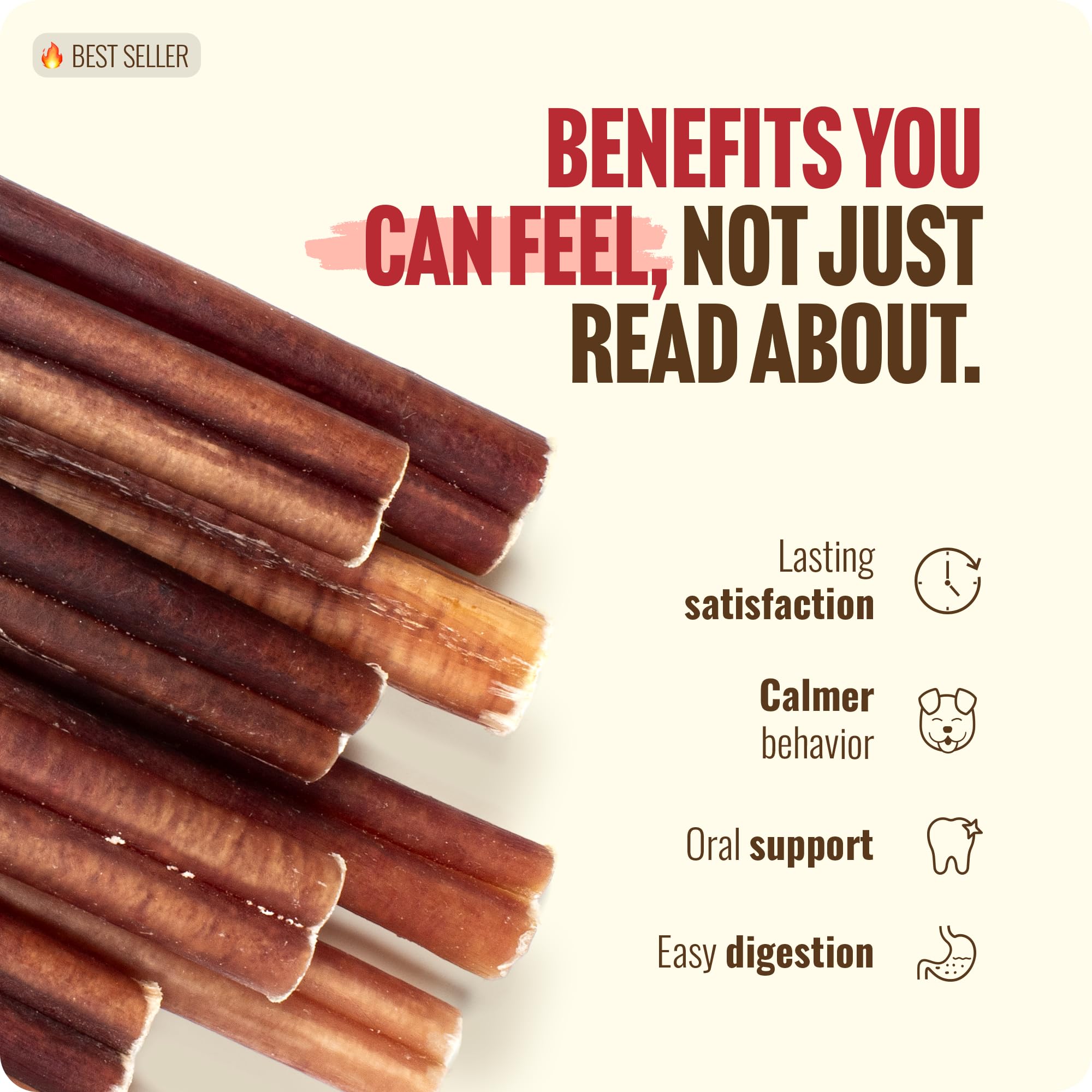 Natural Farm Bully Sticks (6 Inch, 15 Count), Single Ingredient: 100% Beef Chews, Grass-Fed, Non-GMO, Grain-Free, Fully Digestible Treats for Puppies, Small or Senior Dog