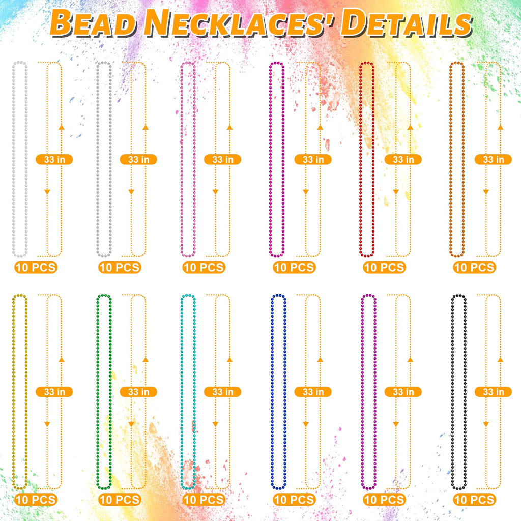 Huskein Mardi Gras Beads, 120 PCS Mardi Gras Accessories, 33 IN Green Bead Necklaces, St Patricks Day Parade Favors Bulk Party Beads Favors for Festival Carnival Decorations