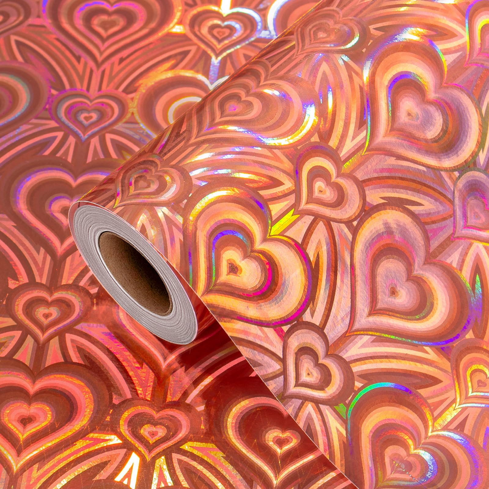 Burymento Black Wrapping Paper Roll, Metallic Holographic Stripe Gift Wrap for Birthday, Valentines, Mothers day, Graduation, Wedding, Fathers day, Baby Shower, Christmas (17 IN x 32.8 FT)