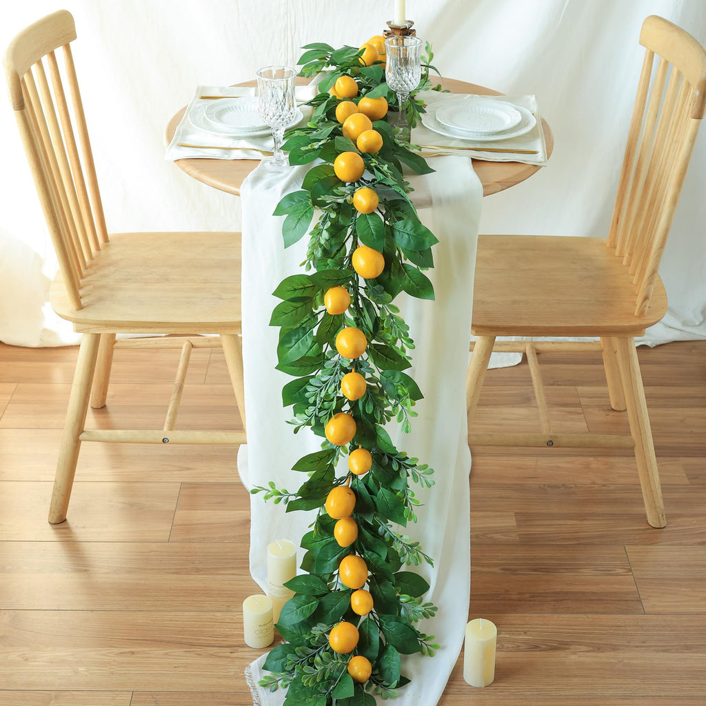 Mizii Artificial Sunflower Garland 6FT Fake Silk Sunflowers Flower Garland Autumn Hanging Vines Decorations for Kitchen Table Centerpieces Room Wall Party Wedding Birthday Fall Decor (Orange)