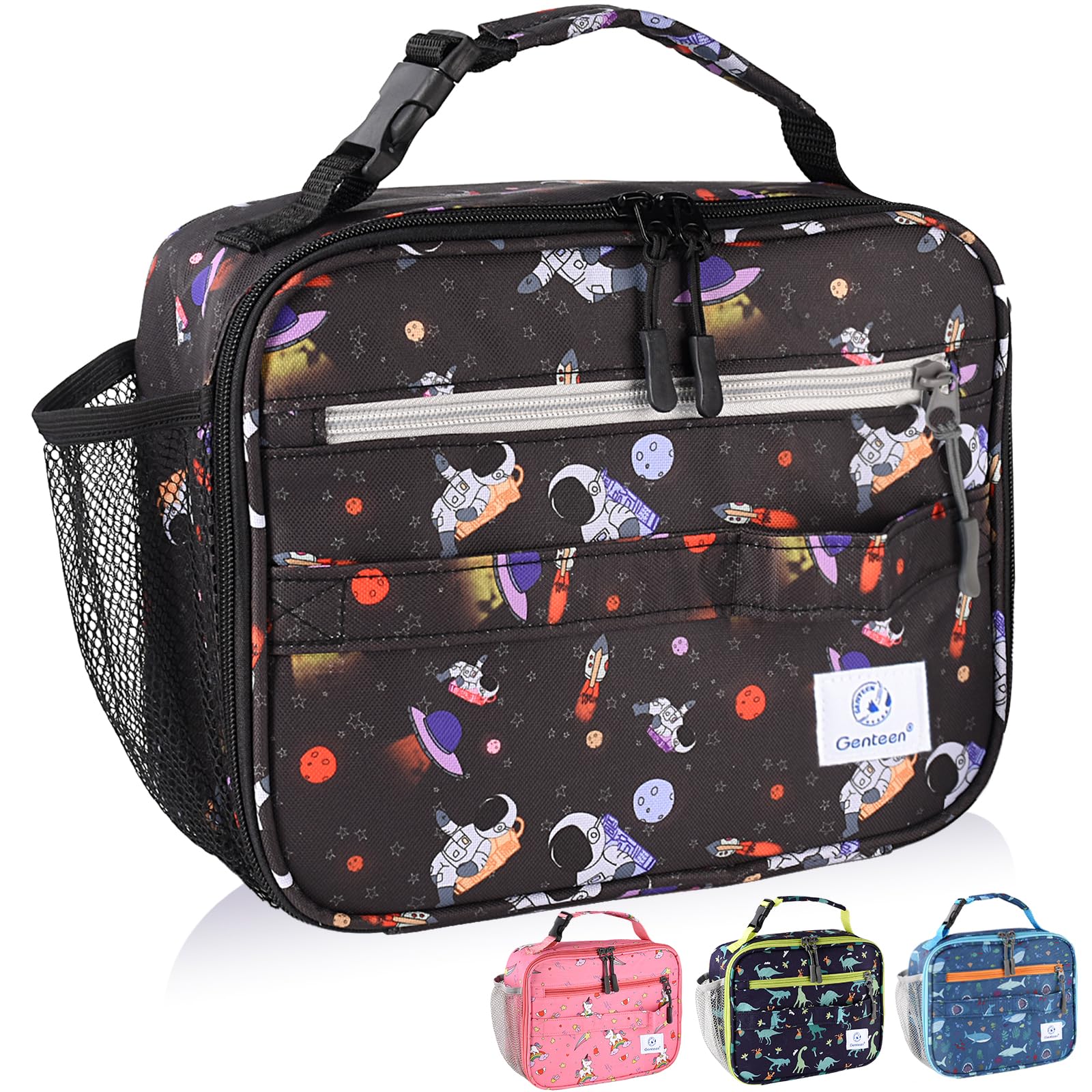 Genteen Lunch Box Kids, Insulated Lunch Bag Kids Boys Girls Back to School, Soft Lunch Box for Men Reusable Lunchbox for Office,Outdoor,School (Black)