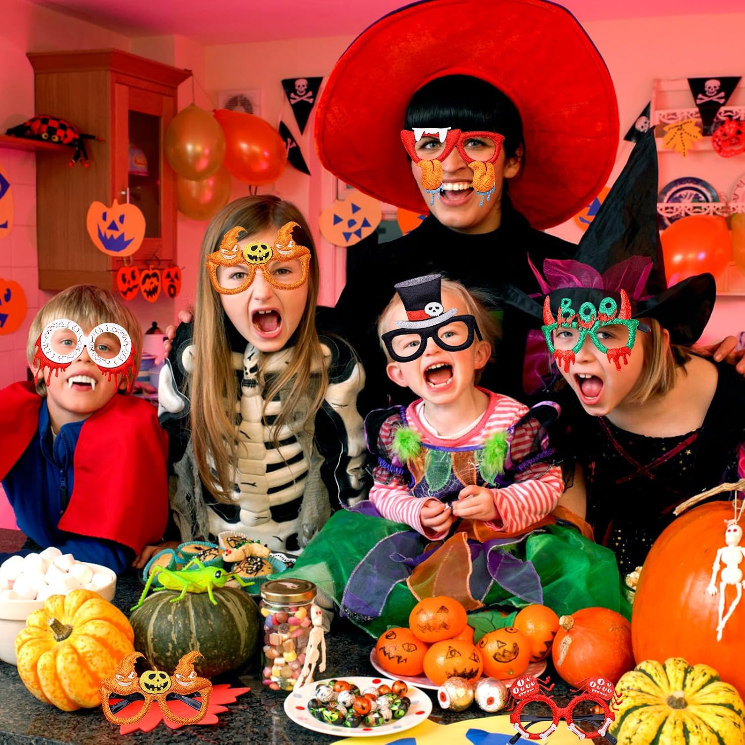 Max Fun 36Pcs Halloween Glasses Glitter Halloween Party Glasses Halloween Party Favors Eyeglasses for Kids and Adults Halloween Party Decorations
