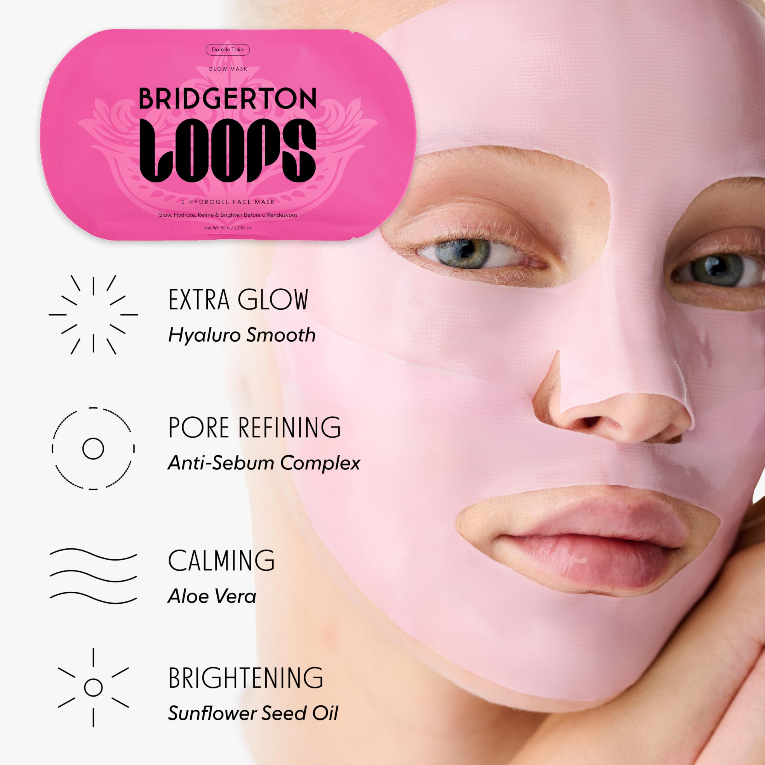 LOOPS DOUBLE TAKE - Glow Korean Hydrogel Face Masks - Calms and Soothes Skin - Refine Pores and Smooth for a Flawless Face - Hydrating Skin Mask Face Mask Leaves You Refreshed and Loumonus 5pc