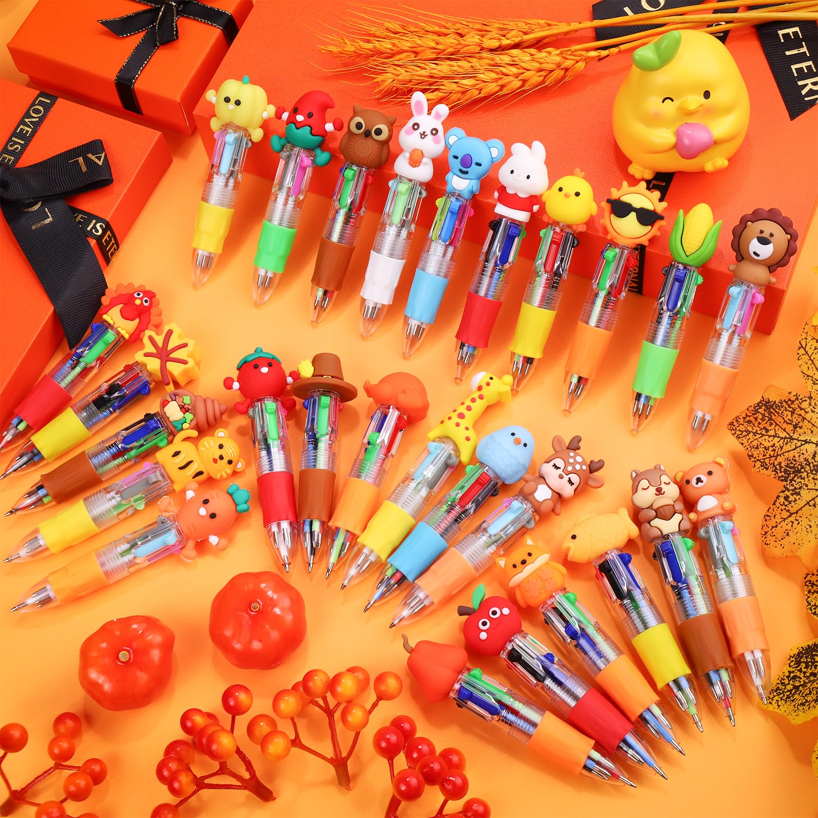 CZWZ 20Pcs Mini Multicolor Pens in One 4-in-1 Cute Pens Bulk for Kids, Fun Kawaii Ballpoint Pens for Birthdays and Children's Party Favors Gifts Teacher School Supplies