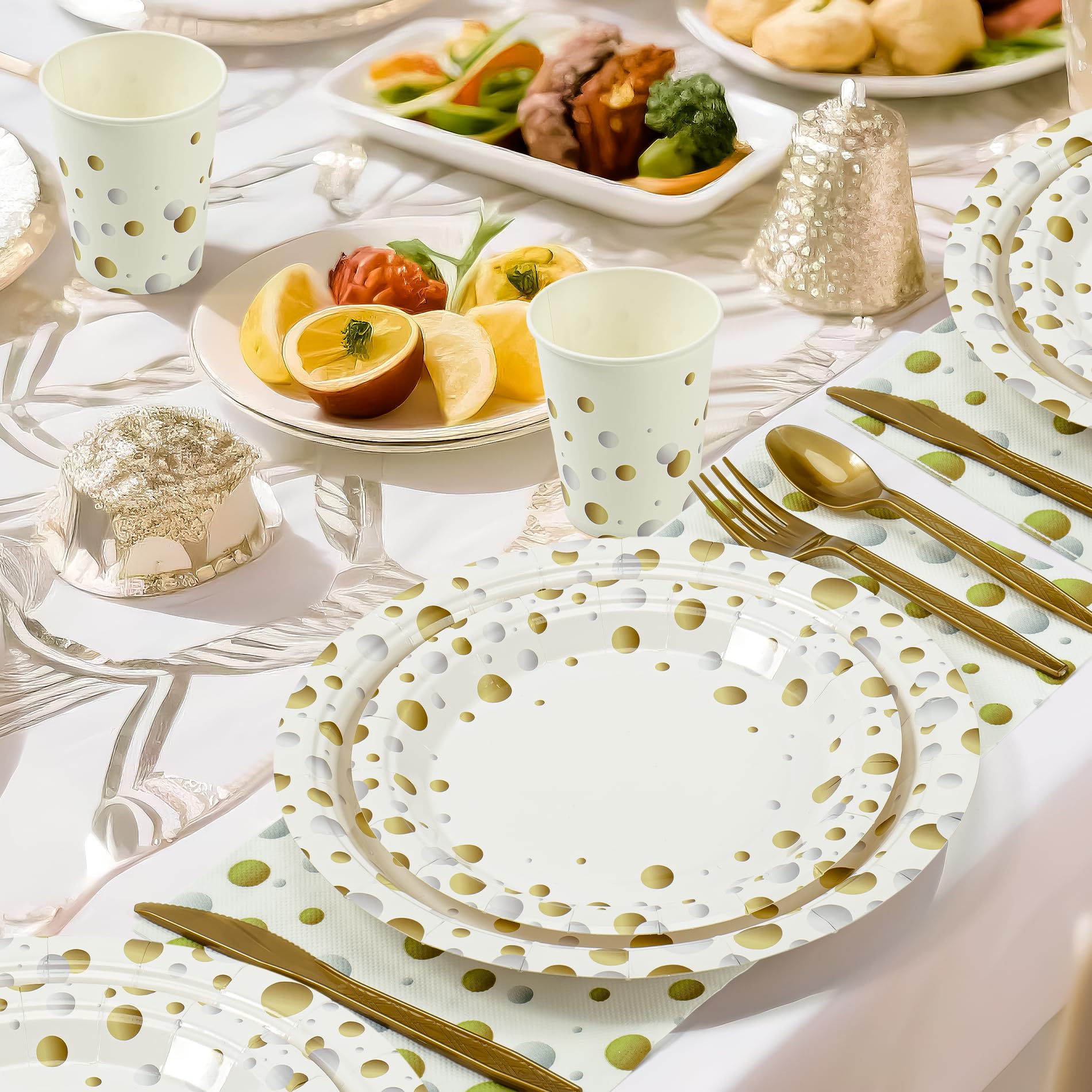 168pcs Happy New Year Party Supplies, Black and White Paper Plates Napkins Cups and Transparent Gold Cutlery for 24 Guests, 2026 New Year Disposable Tableware Supplies for Party Decorations