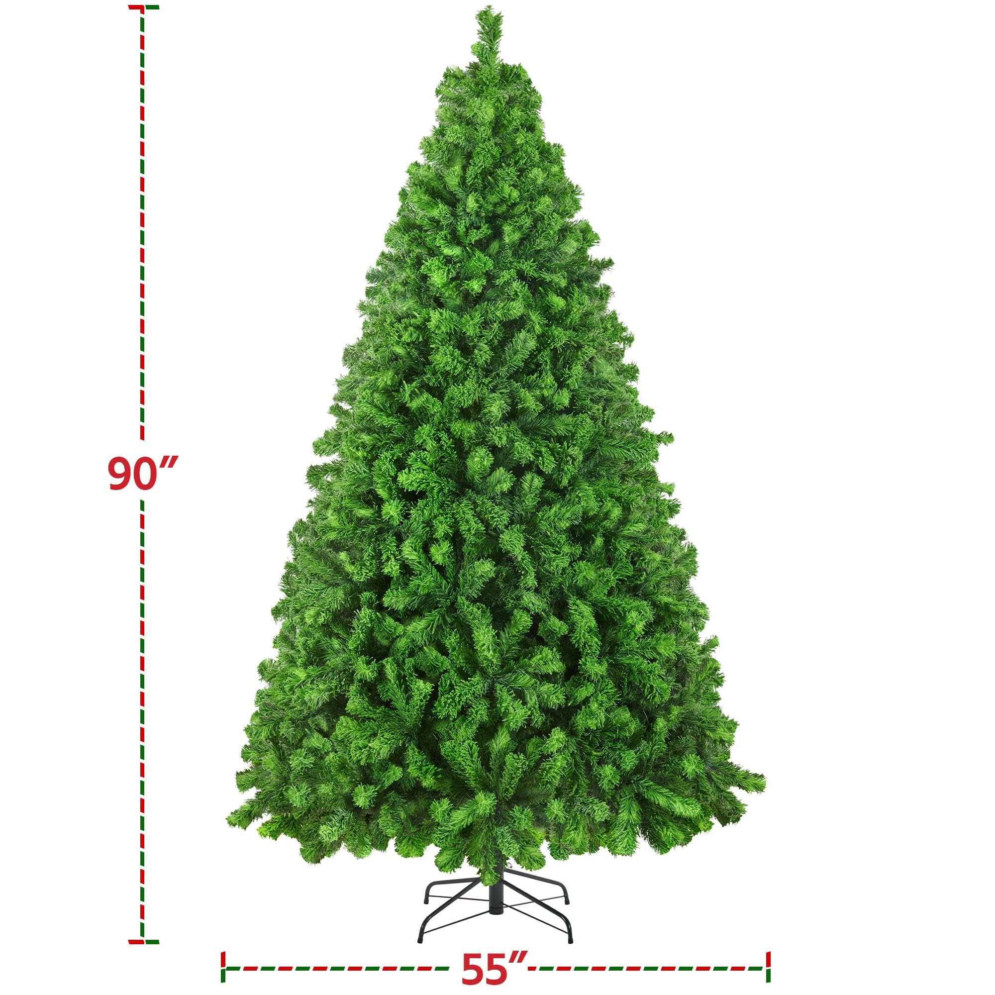Yaheetech 6ft Snow Flocked Pre-lit Christmas Tree with 250 Warm White Lights, 820 Lush Branch Tips & Quick-Assembly Hinged Design, Full Artificial Xmas Tree for Winter Holiday Décor, Green & White