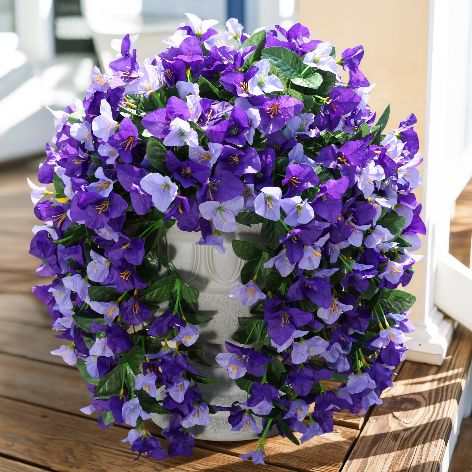 Artificial Bougainvillea Faux Flowers Plants for Outdoors Outside Fall Autumn Decor, 2 PCS Silk Trailing Vines UV Resistant Realistic Orange Fake Flowers for Planter Front Door Porch Patio Balcony