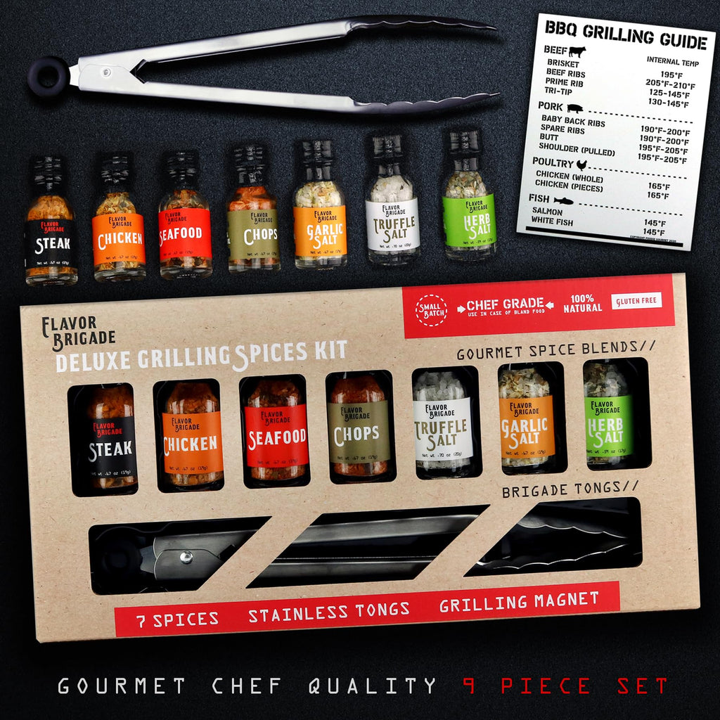 Ultimate Grilling Gift for Men - BBQ Accessories - Gourmet Spice Blends & Seasonings, Tongs, BBQ Magnet, Meat Rubs, Unique Gift for Guys, Dad, Son, Brother, Father in Law, Cooking Chefs, 17 Piece Set