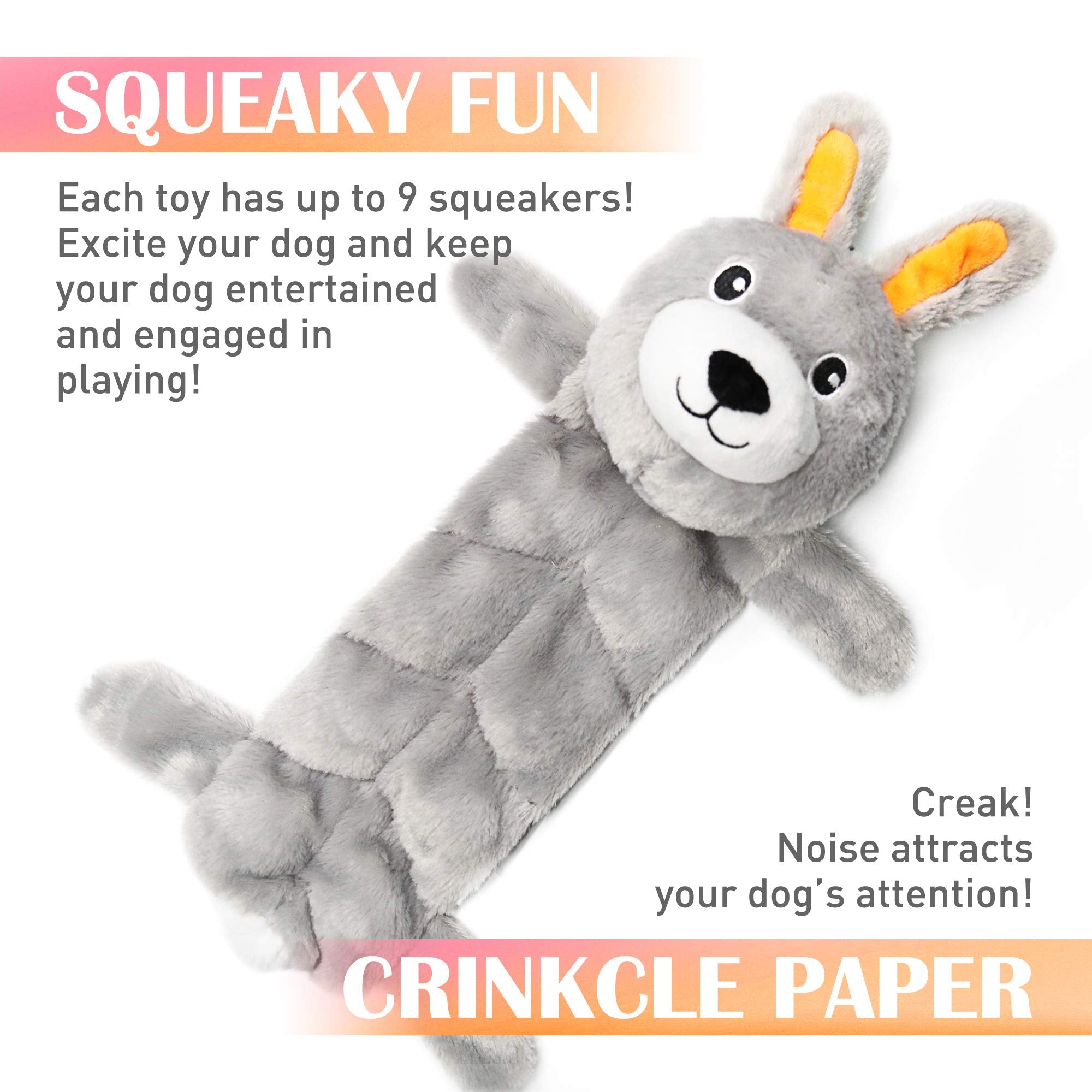Nocciola Dog Squeaky Toys, 5 PCS Crinkle Plush Dog Toys, No Stuffing Dog Toys for Small Medium Large Dogs, Stuffless Puppy Toys for Boredom