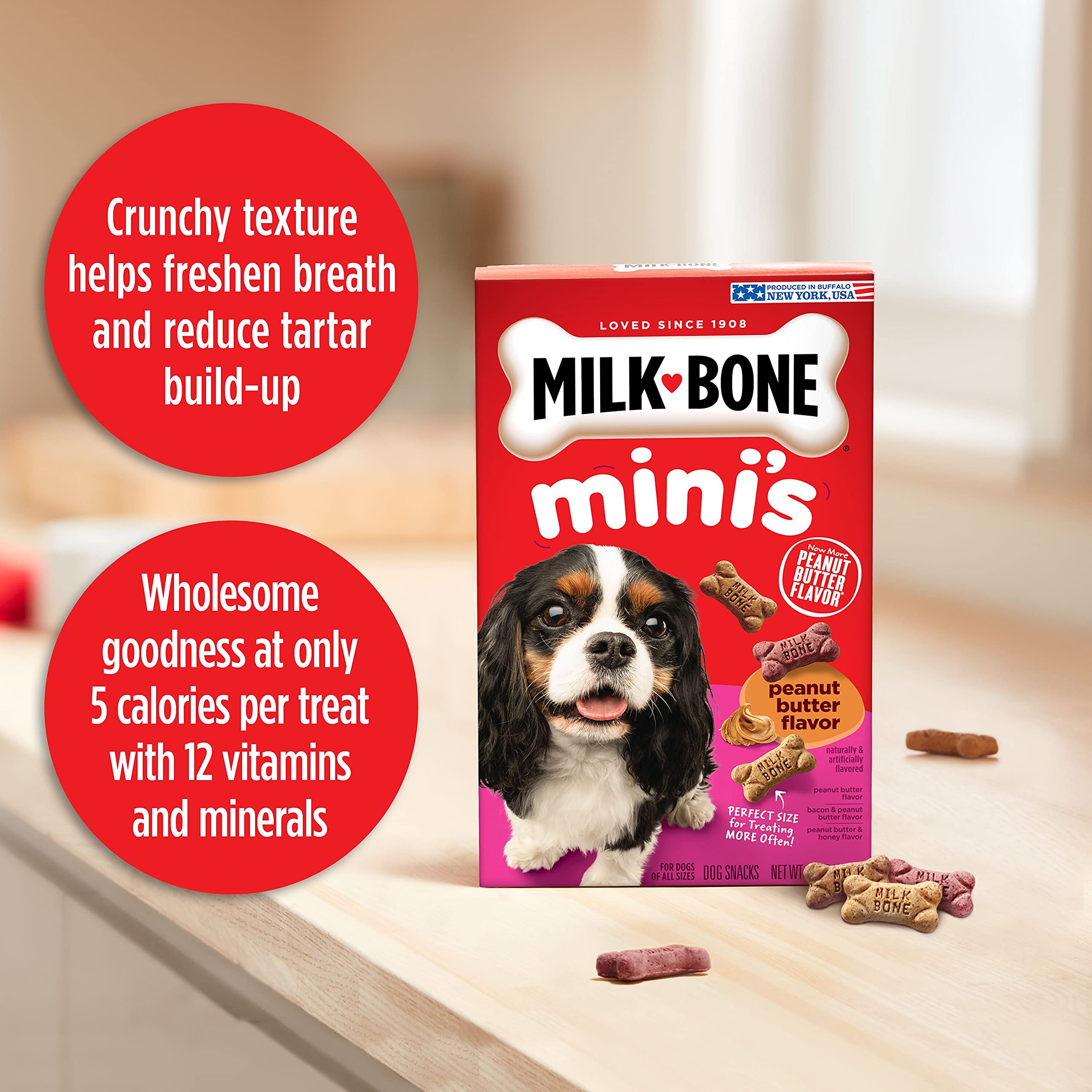 Milk-Bone Flavor Snacks Mini’s Dog Biscuits, Flavored Crunchy Dog Treats, 36 Oz. Canister