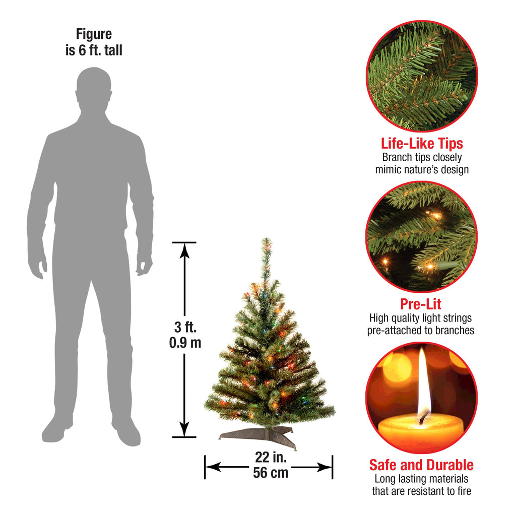 National Tree Company Pre-Lit Artificial Medium Christmas Tree, Green, Kincaid Spruce, Multicolor Lights, Includes Stand, 4 Feet