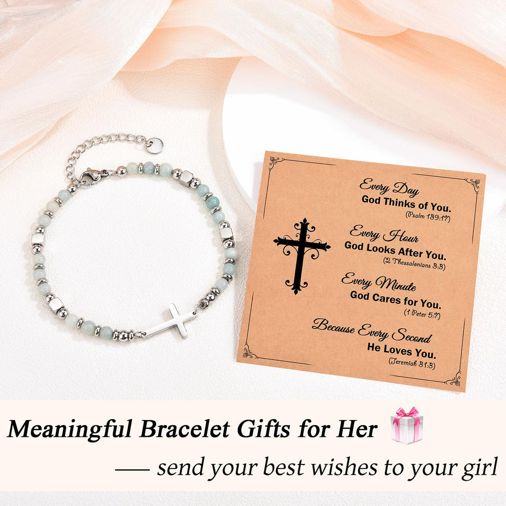 Religious Cross Bracelet for Women Girls, Christian Gifts for Daughter Granddaughter Sister in Christ Friend Niece on Birthday Christmas Easter Valentines Day Graduation