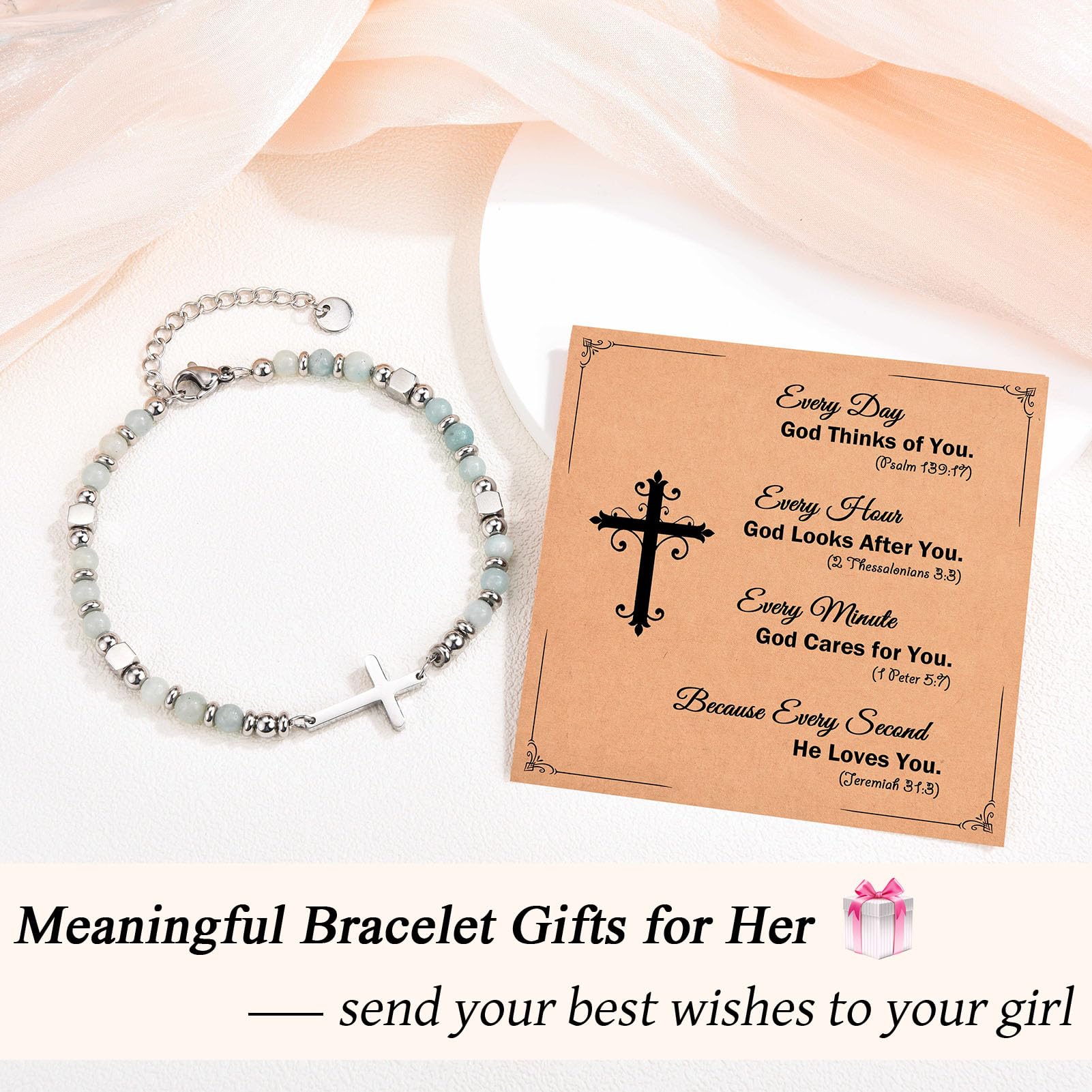 Religious Cross Bracelet for Women Girls, Christian Gifts for Daughter Granddaughter Sister in Christ Friend Niece on Birthday Christmas Easter Valentines Day Graduation