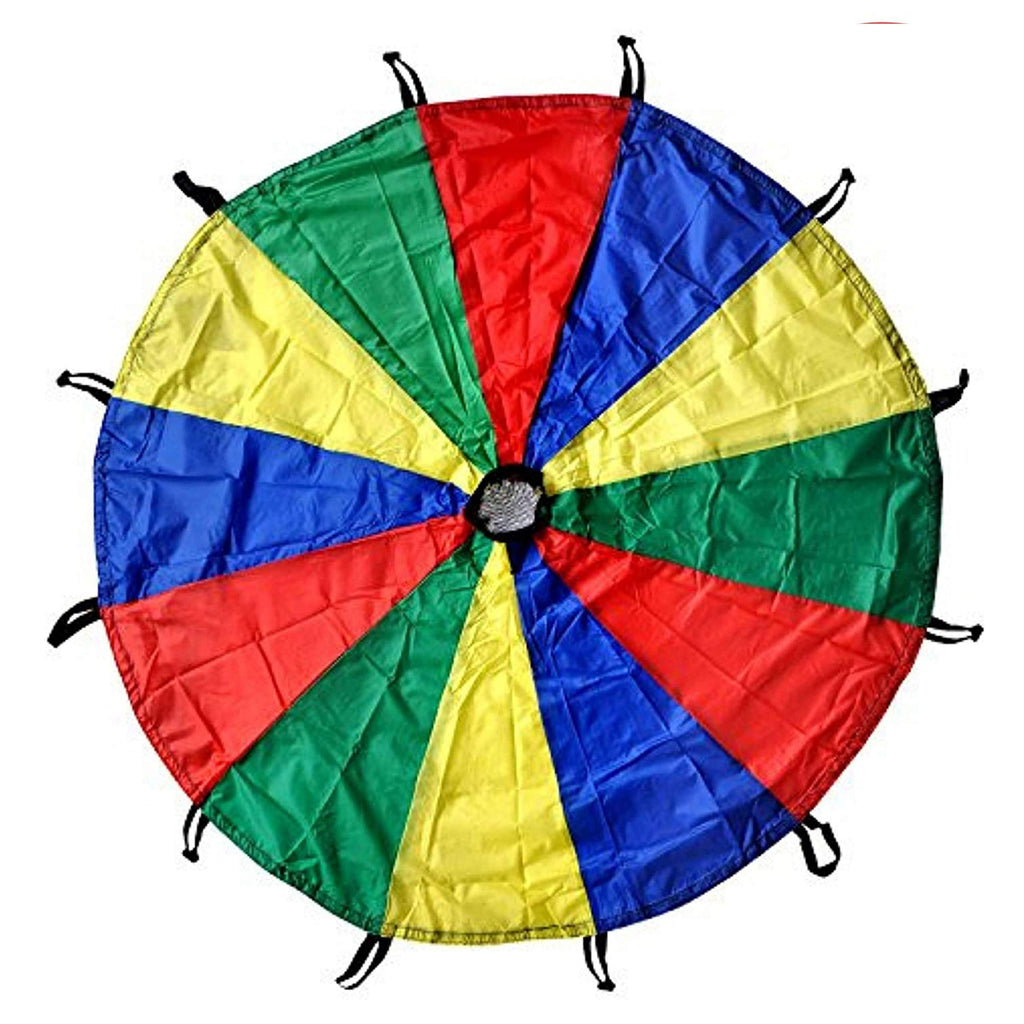 GSi Kids Play Parachute Rainbow Parachute Toy Tent Game for Children Gymnastics Cooperative Play and Outdoor Playground Activities (12 Feet)