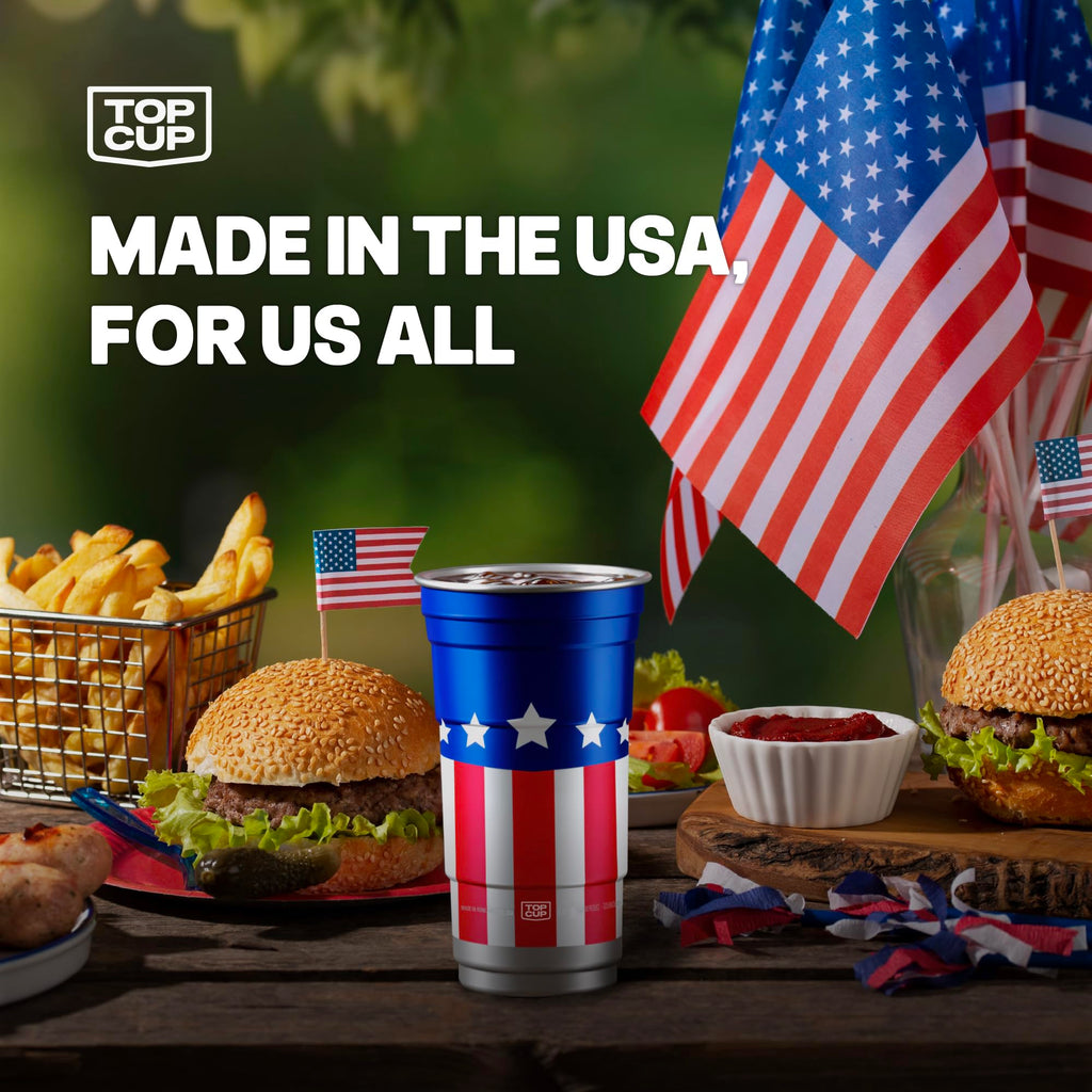 Top Cup America's 250th Birthday 20 oz Reusable Aluminum Party Cups 20 Count | Durable, Reusable & Recyclable, Made in USA