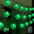LJLNION St. Patricks Day String Lights Outdoor, 50 LED 16 FT Shamrocks Decorative Green Leaf Lights Battery Operated, 8 Lighting Modes & Timer, Waterproof for Home Garden Party Decoration, 2 Pack