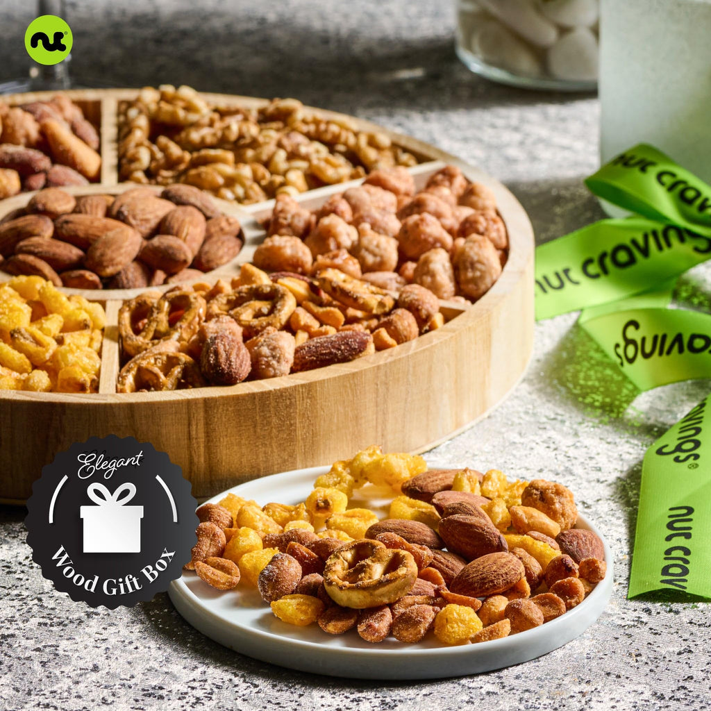NUT CRAVINGS - Fathers Day Treats, Gift For Dad, Mixed Nuts Heart Shaped Gift Basket, Love in A Box (6 Assortments, 2 LB) Romantic Food Arrangement, Healthy Snack Care Package, Food Assortments