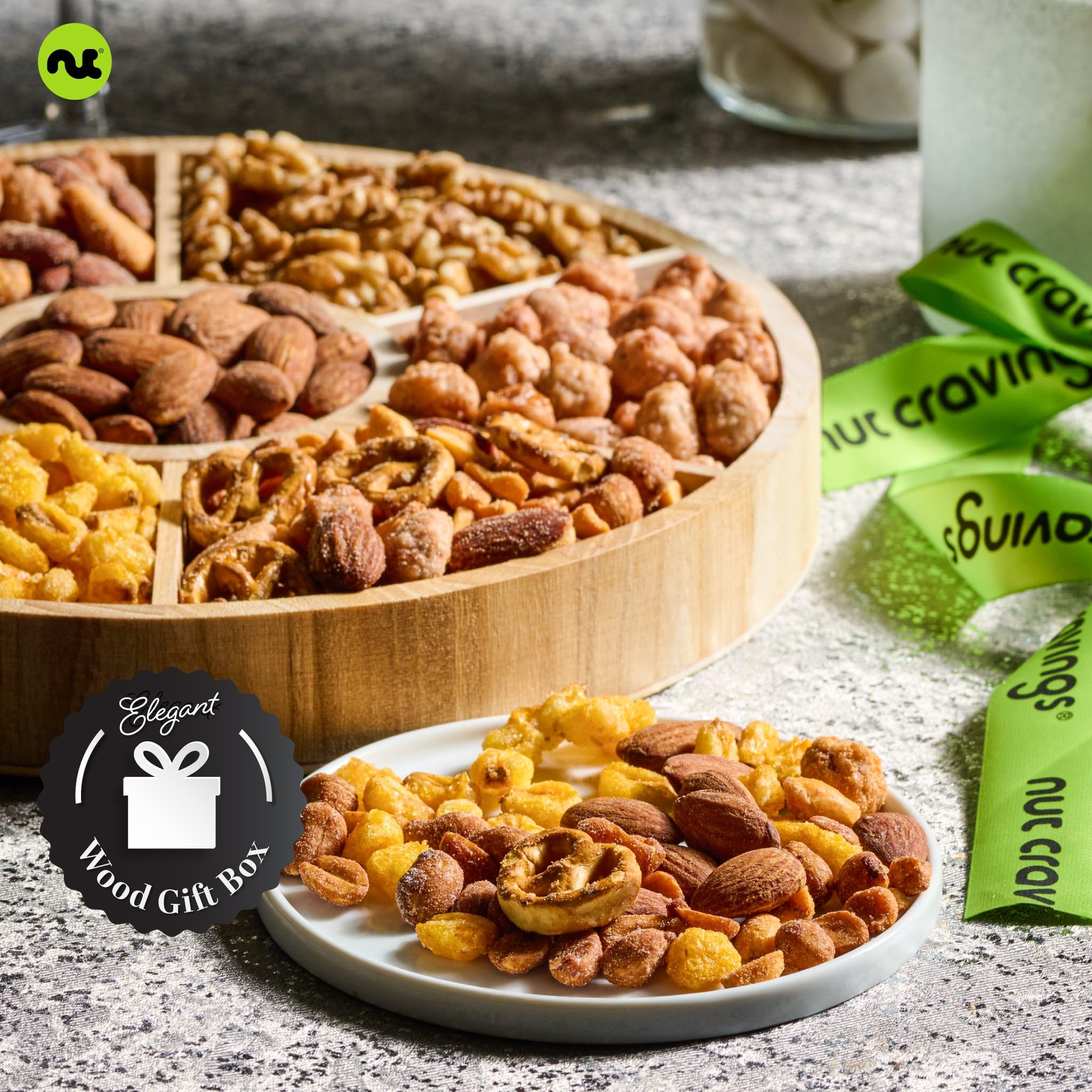 NUT CRAVINGS - Fathers Day Treats, Gift For Dad, Mixed Nuts Heart Shaped Gift Basket, Love in A Box (6 Assortments, 2 LB) Romantic Food Arrangement, Healthy Snack Care Package, Food Assortments