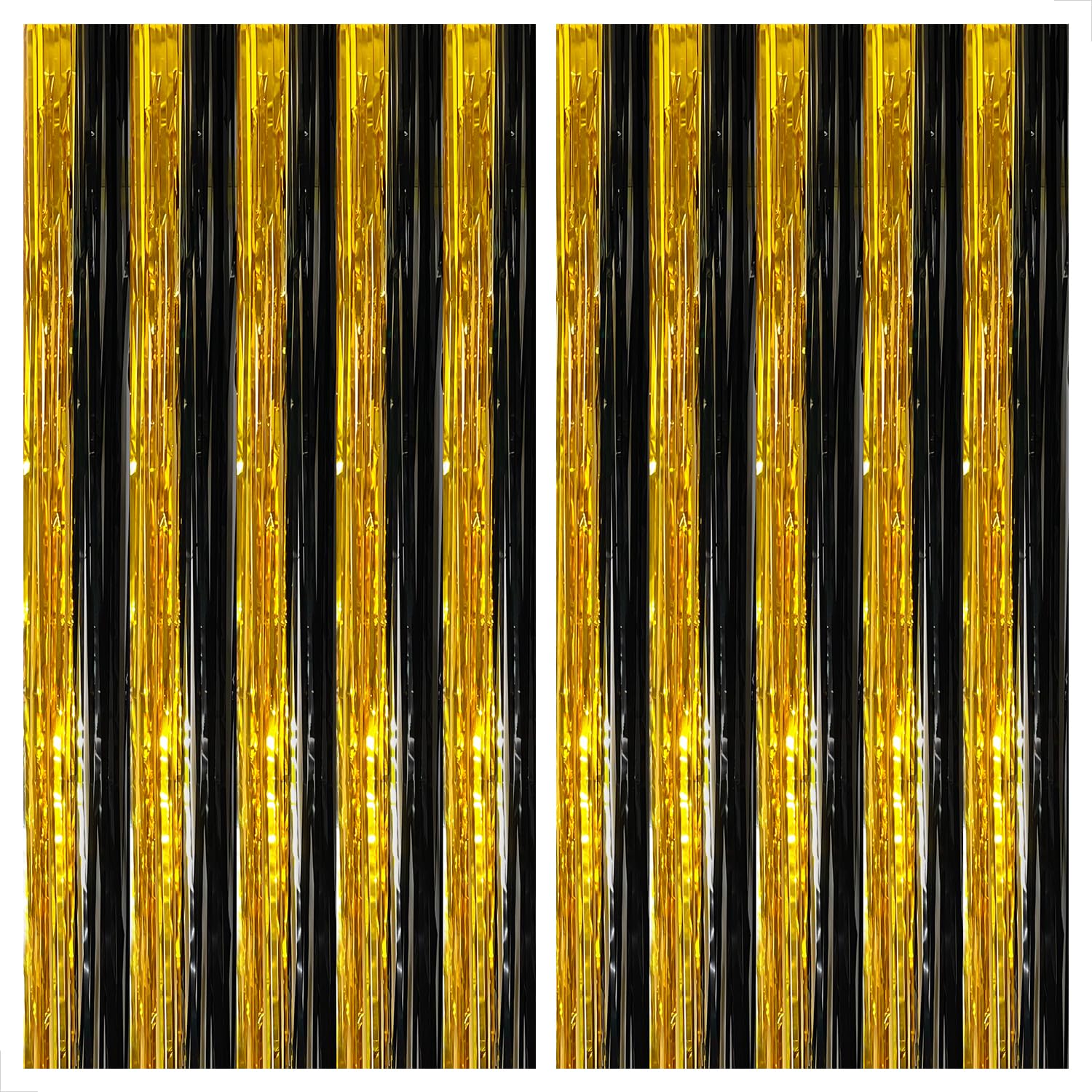 KatchOn, XtraLarge Gold Streamers Backdrop - 3.2x8 Feet, 2 Pcs | Gold Fringe Backdrop Curtain for Ramadan Decorations for Home, Casino, 50th Birthday Decoration | Graduation Decorations 2026