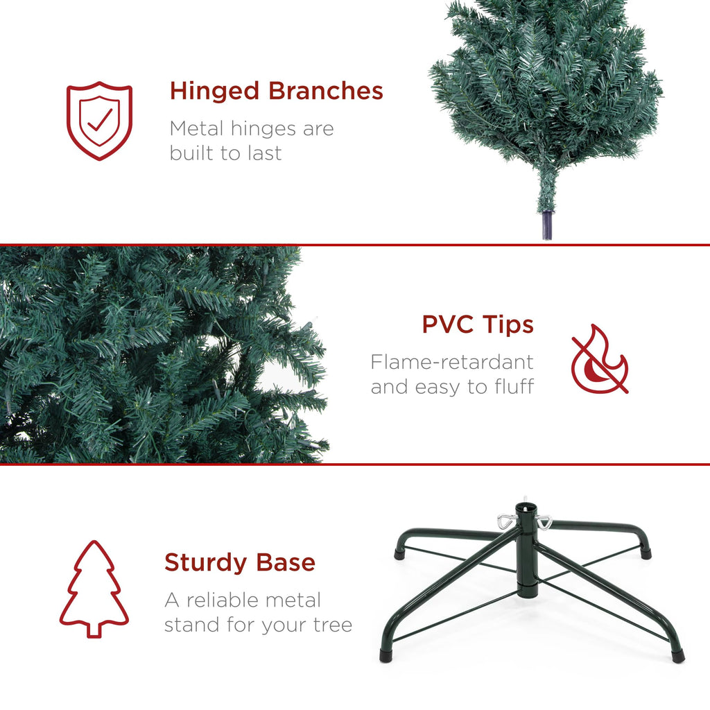 Best Choice Products Artificial Christmas Tree, 7.5ft Premium Unlit Realistic Spruce Holiday Décor w/Dense Branches, Easy Assembly, Metal Base