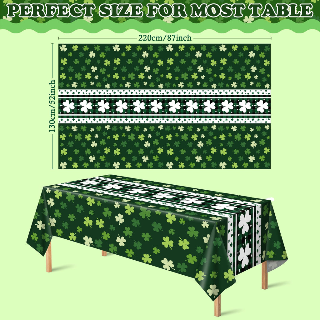 OHOME St Patricks Day Decorations - 2 PCS Shamrock Tablecloth | St Patricks Day Party Favors Supplies Decor Indoor Outdoor - St Patrick's Day Table Runner Covers Backdrop Banner for Home Kitchen