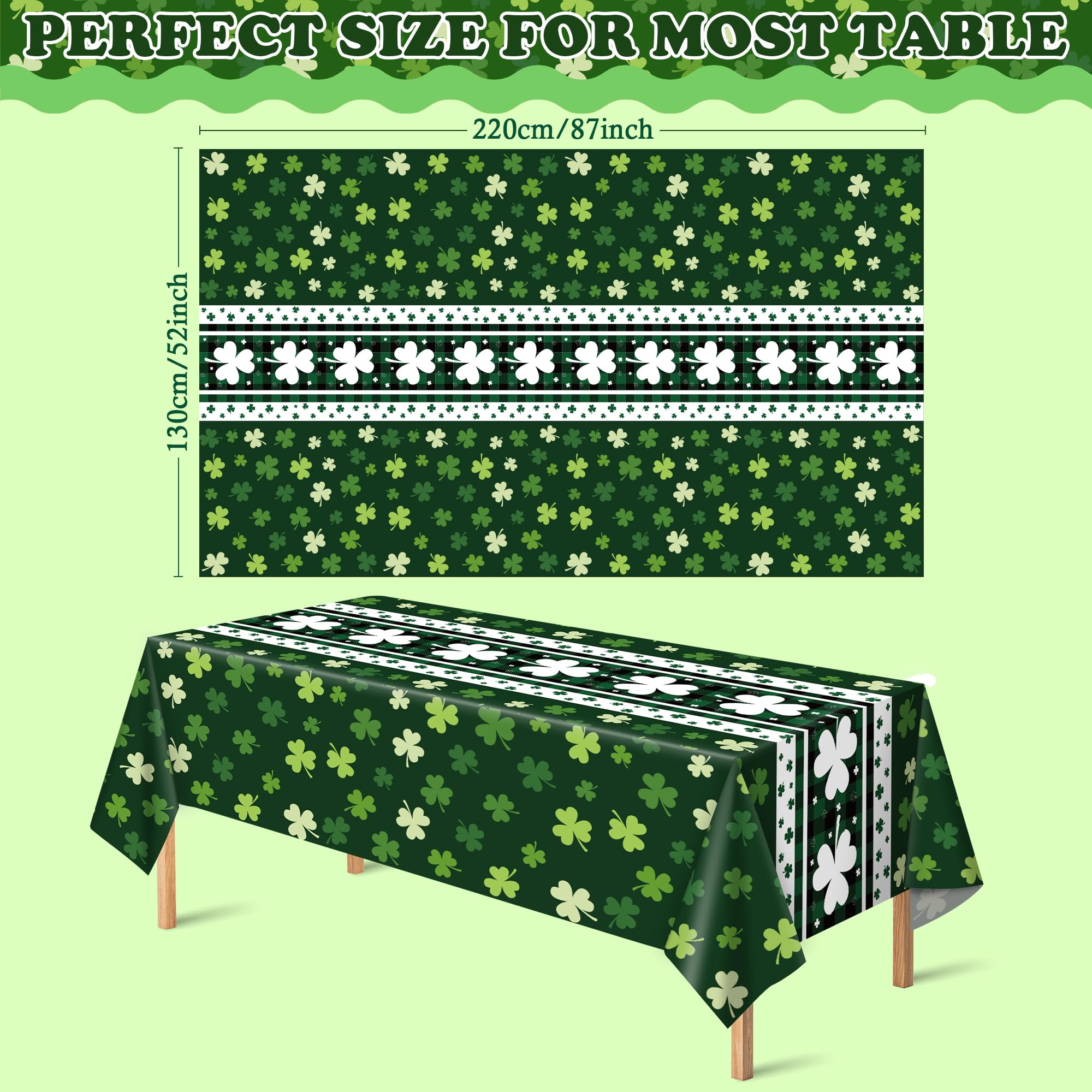 OHOME St Patricks Day Decorations - 2 PCS Shamrock Tablecloth | St Patricks Day Party Favors Supplies Decor Indoor Outdoor - St Patrick's Day Table Runner Covers Backdrop Banner for Home Kitchen