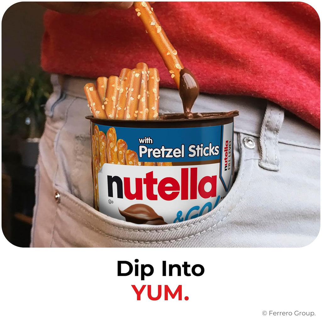 Nutella & GO! Chocolate Hazelnut Spread with Cocoa + Pretzel Sticks, 24 Snack Packs, 1.9 oz Each