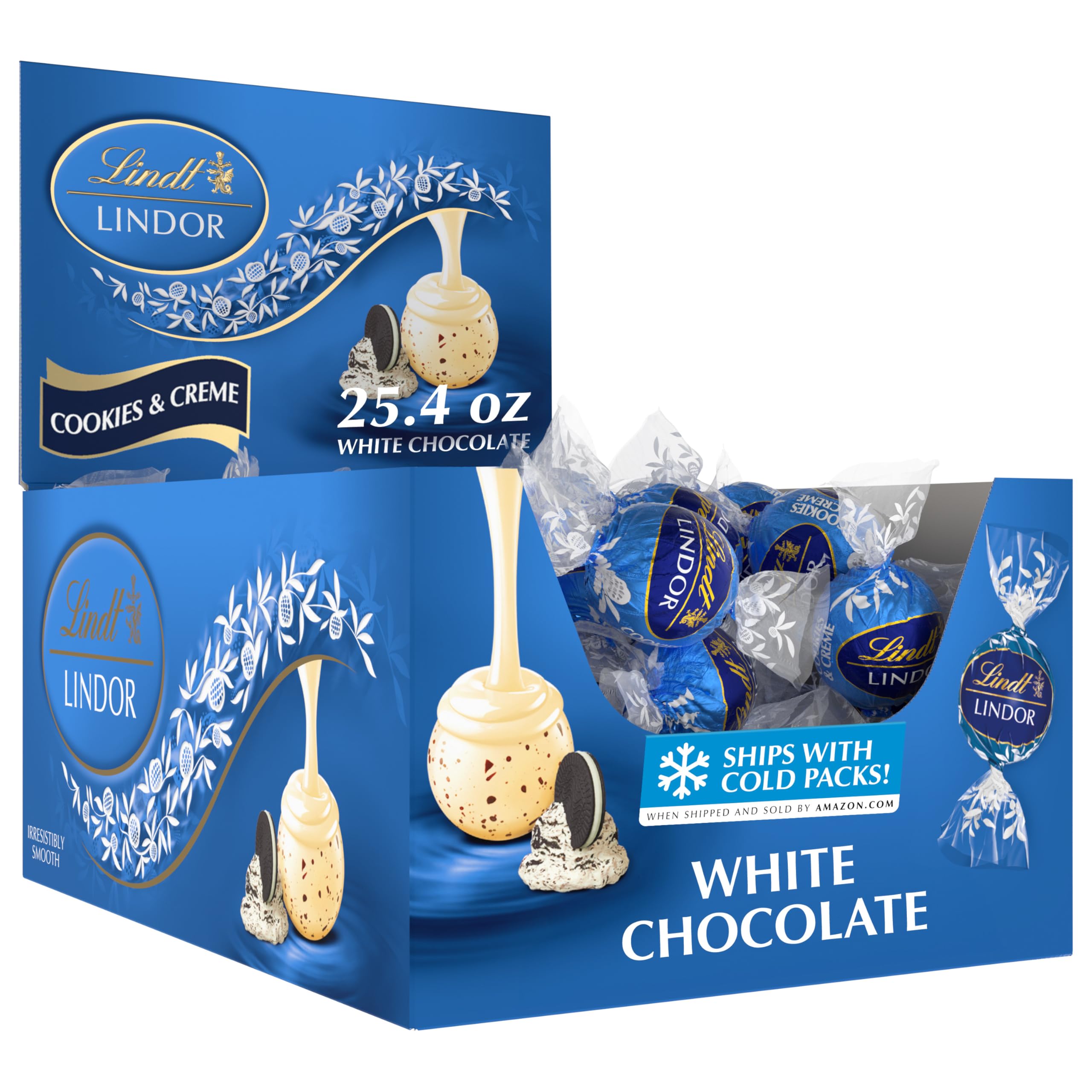 Lindt LINDOR Holiday Snickerdoodle White Chocolate Candy Truffles with Smooth, Melting Truffle Center, 8.5 oz. Bag