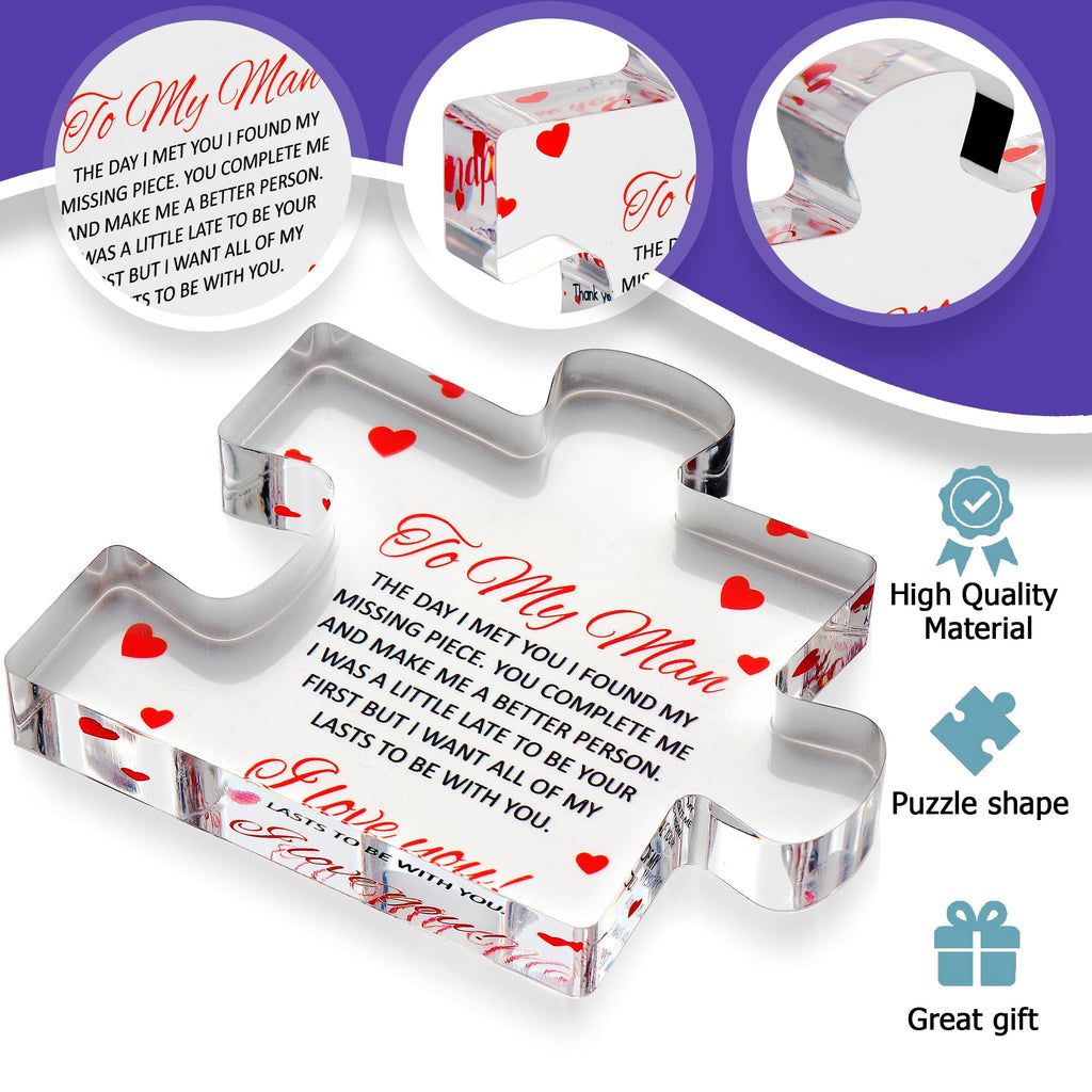 Engraved Acrylic Block Puzzle - Sentimental Gift for Her - Valentine's Day & Fiance Birthday Gift