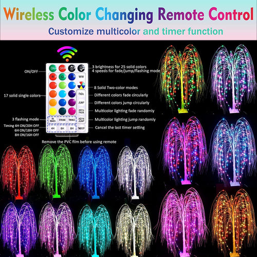 6Ft LED Lighted Tree Weeping Willow Tree Outdoor, 18 Colors Changing Light Up Willow Trees Remote Control for Indoor Outside Home Wedding Halloween Christmas Decorations