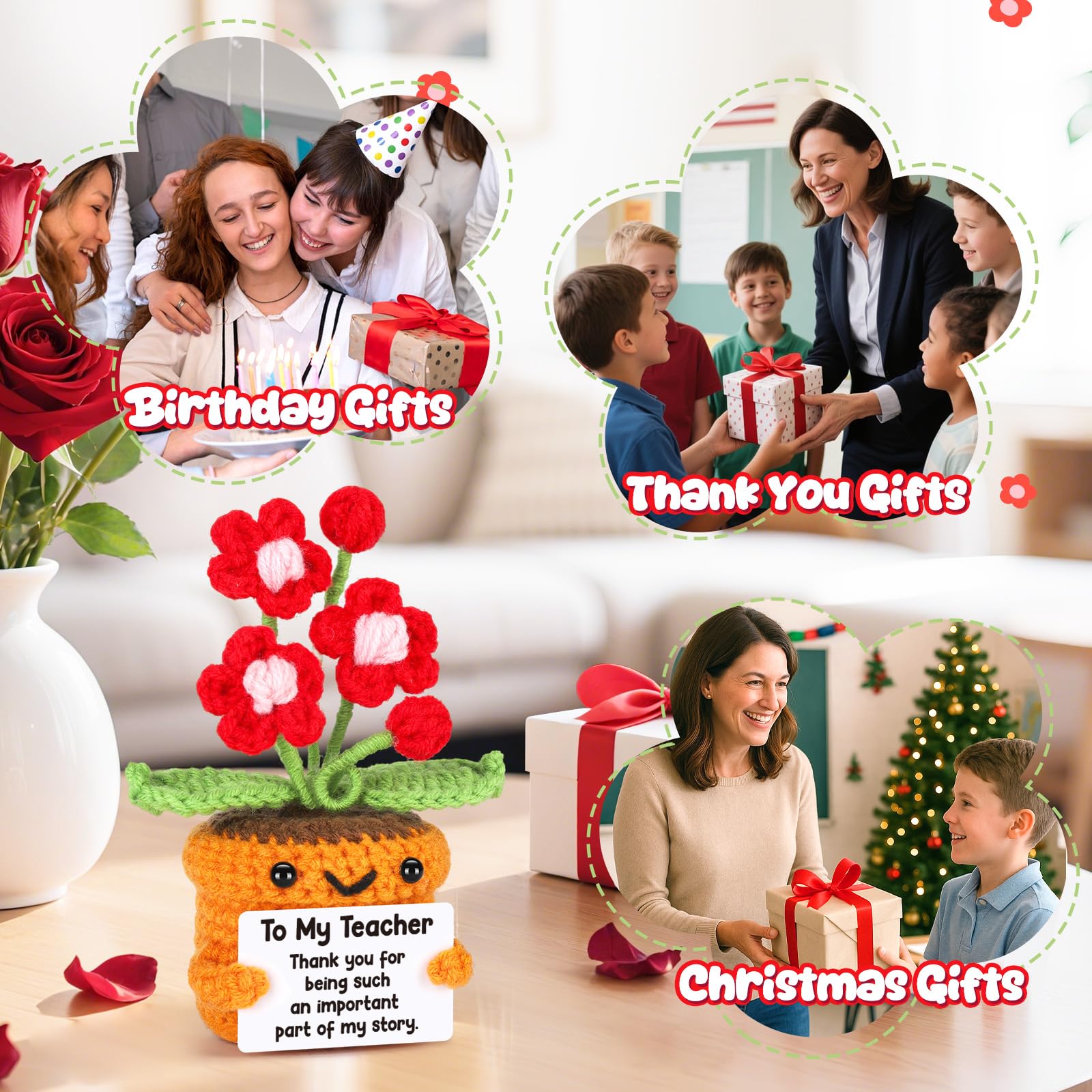 Agantree art Grandma Gifts for Grandma Birthday from Granddaughter Grandson – I Love You Crochet Flower Decor Grandparents Day Christmas for Great Grandma Gigi Nana