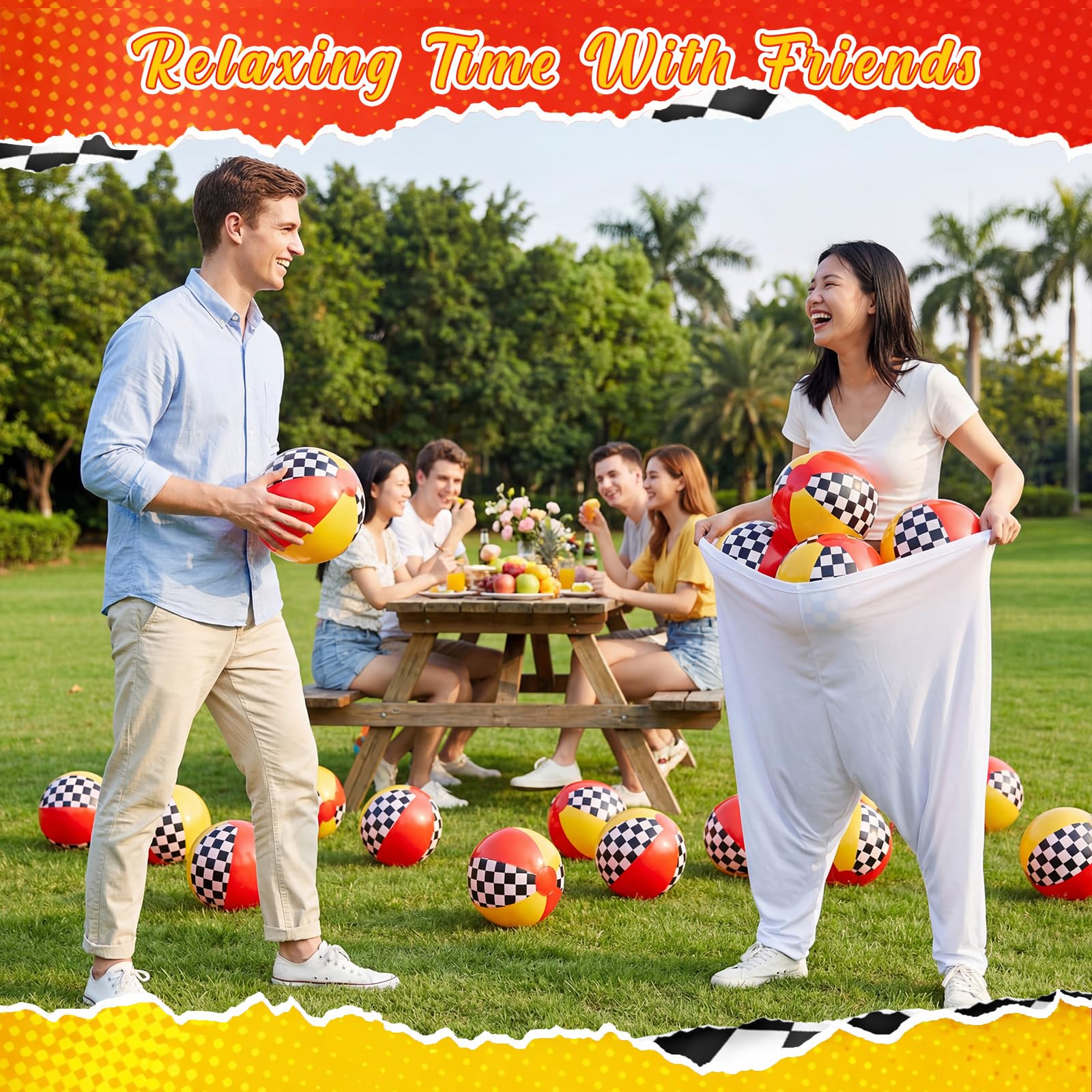 14 Pcs Granny Pants Yard Game Sets with 2 Oversized Gaint Pants & 10 Bouncy Balls & 2 Air Pump Hilarious Outdoor Tossing Game for Adult Family Gathering Backyard Party