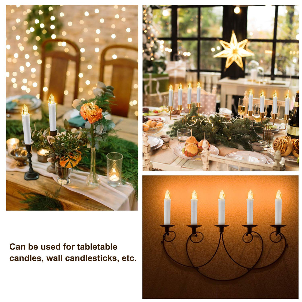 FPOO Christmas Decorations Indoor, 3 PCS Waxy Christmas Tree Candles with Remote Timer, Battery LED Candlesticks for Window, Table Centerpiece, Xmas Decor, Gift (7.5 inches)