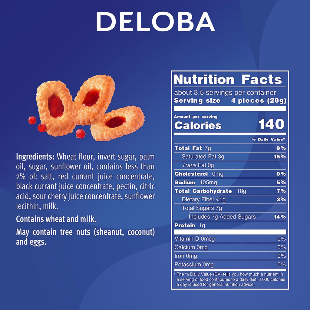 Bahlsen Deloba Red Currant Cookies (12 boxes) - Sweet & delicate, buttery puff pastry biscuits with light crispy layers and red currant filling - 3.5 oz boxes