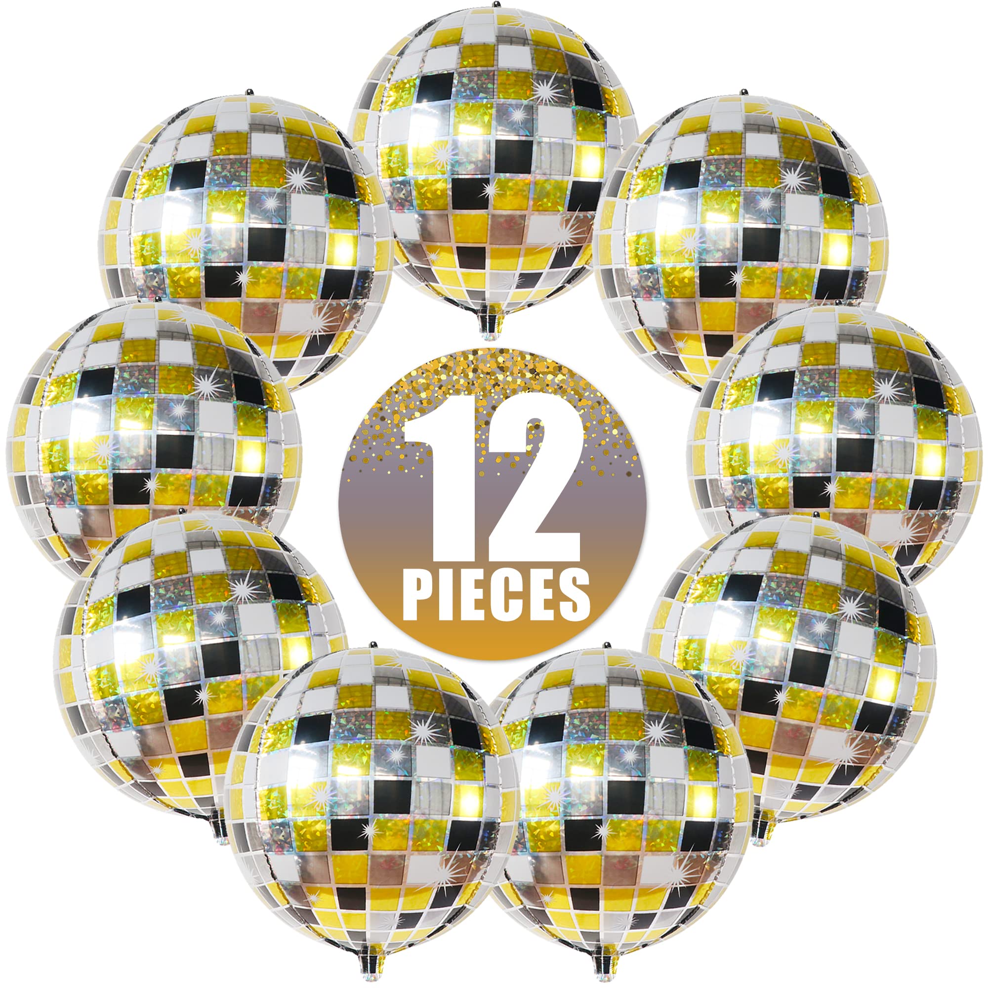 KatchOn, Large Gold Foil Balloons - 22 Inch, Pack of 12 | Gold Balloons for Graduation Decorations 2026 | Mylar Balloons for Anniversary, Wedding, Golden Birthday Party Decorations