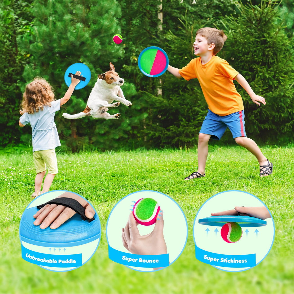 TEILLNET Toss and Catch Ball Set Upgraded - Kids Toys Beach Toys Baseball Games - Sturdy & Water-Resistant for Outdoor Pool Yard Games - Classic Gift for Boys Girls 3 4 5 6 7 8 9 10 11 12+ Years