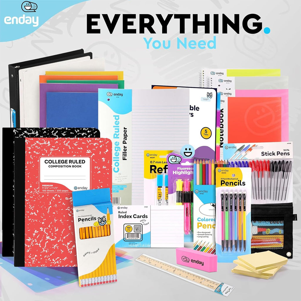 Enday Back to School Supplies High School and College, Premium Quality Kids Supplies Kit For Girls and Boys, 78 Pieces