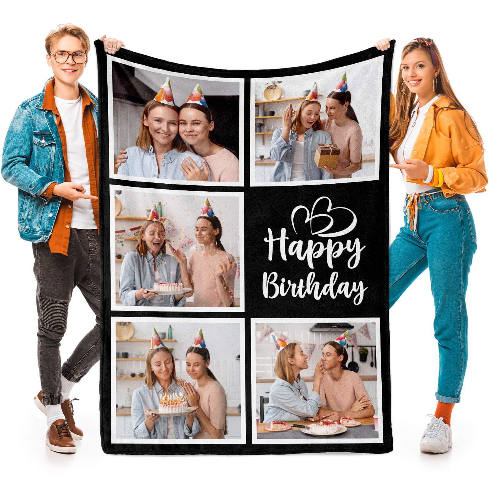 inkArts Custom Blanket Throws with Photos Text Personalized with Picture Customizable, Customize for Mom, Dad, Couple, Girlfriend, Boyfriend, Husband & Wife