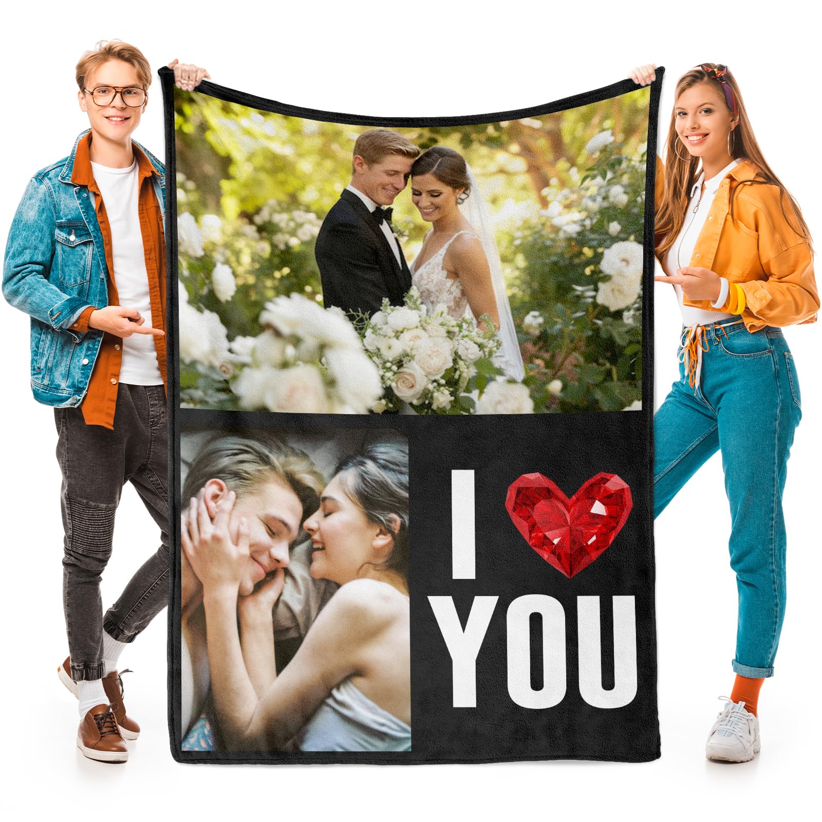 inkArts Custom Blanket Throws with Photos Text Personalized with Picture Customizable, Customize for Mom, Dad, Couple, Girlfriend, Boyfriend, Husband & Wife