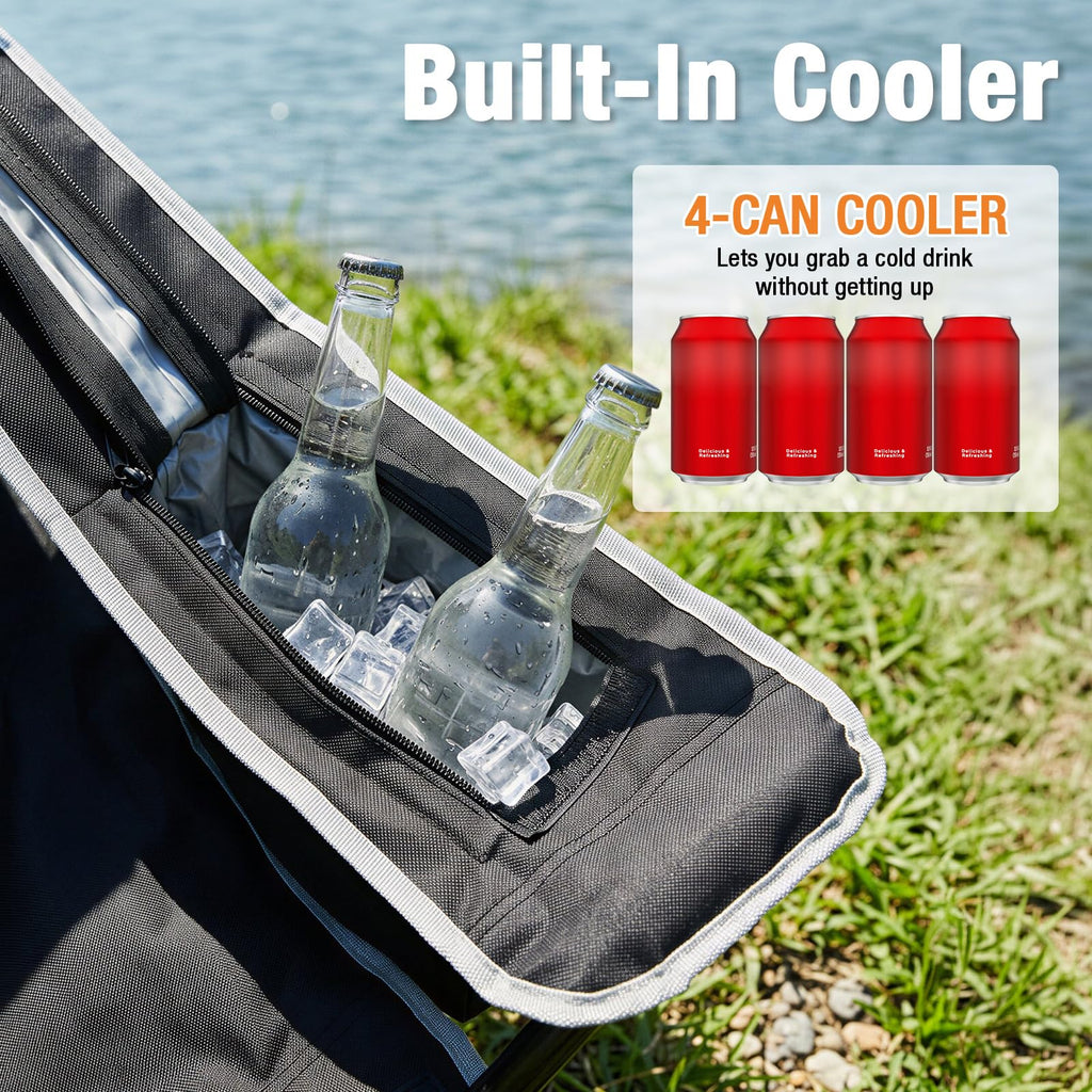 Camping Chairs for Adults 2 Pack, Folding Chair with 4-Can Cooler Bag & Cup Holder, Portable Heavy Duty Outdoor Chair with Mesh Back for Camping, Beach, Lawn, Fishing, Blue